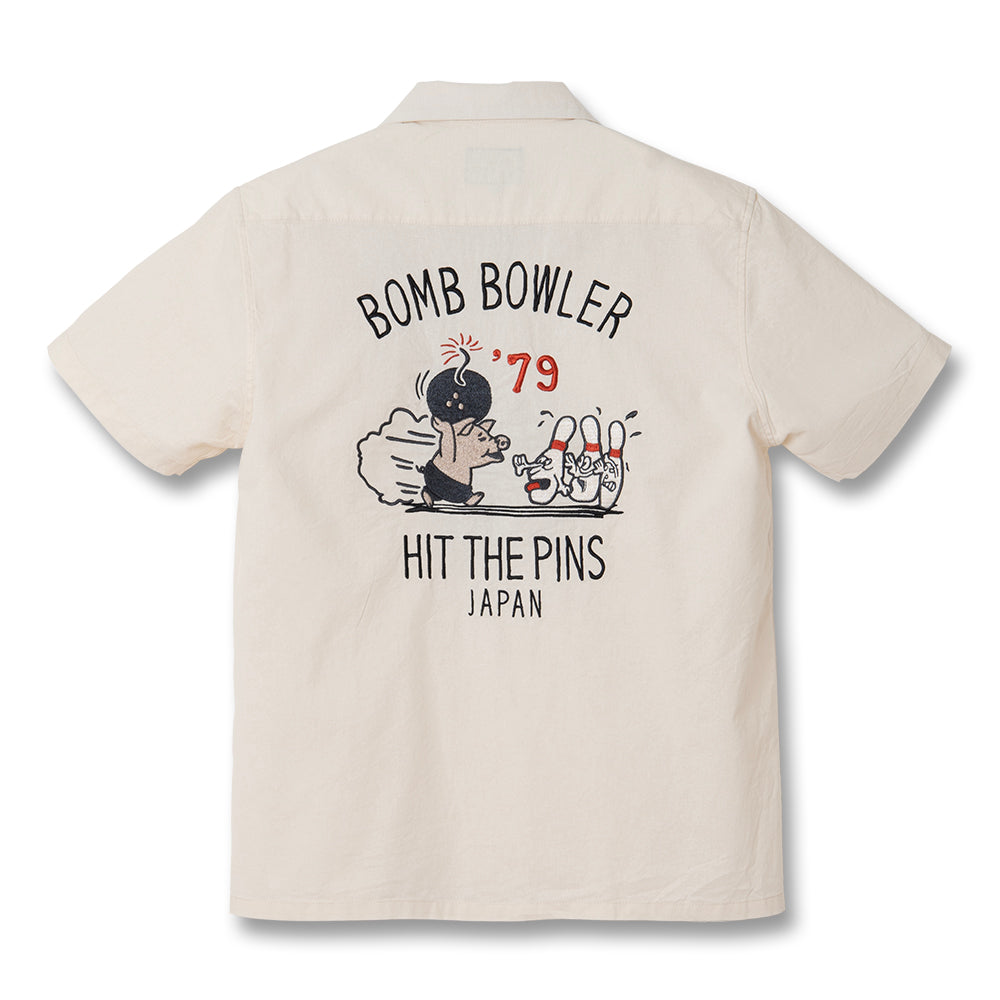 5743 EMBROIDERED BOWLING SHIRT - IVORY
