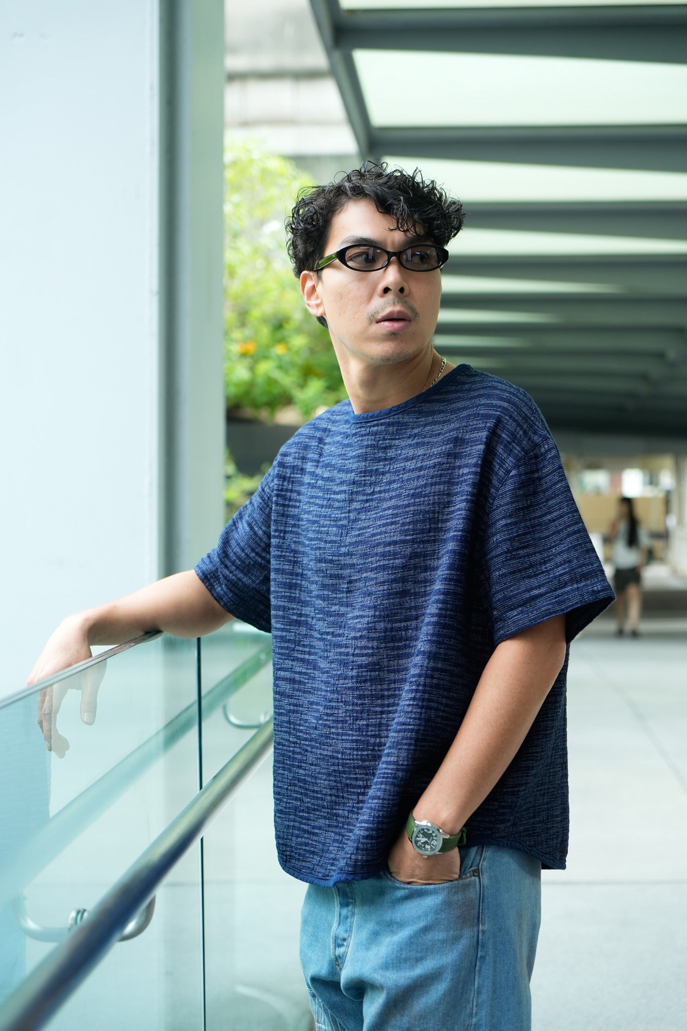 Lightweight Sashiko T-shirt - INDIGO(KASURI)