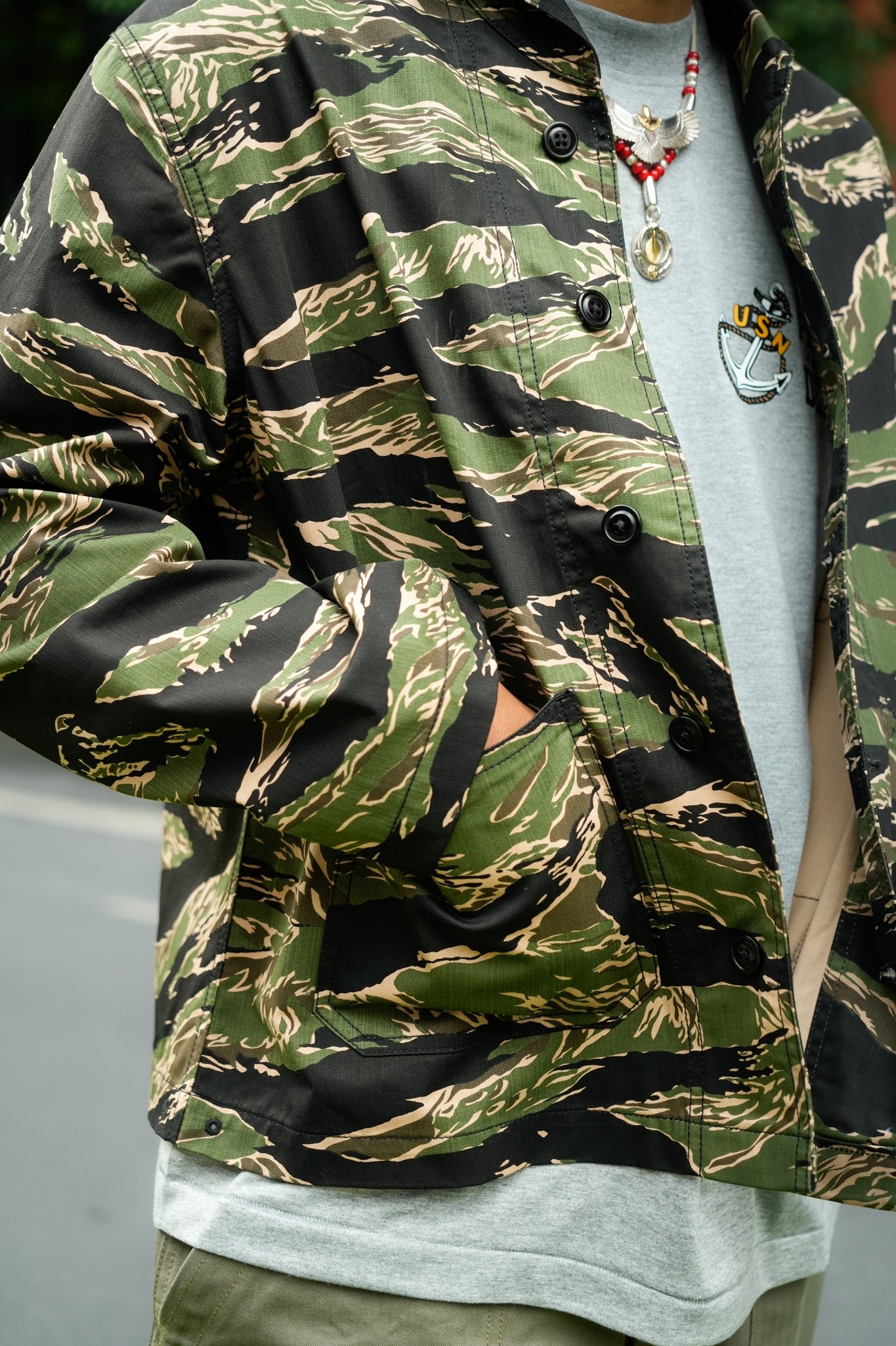 Shawl Collar Jacket - Tiger Camo