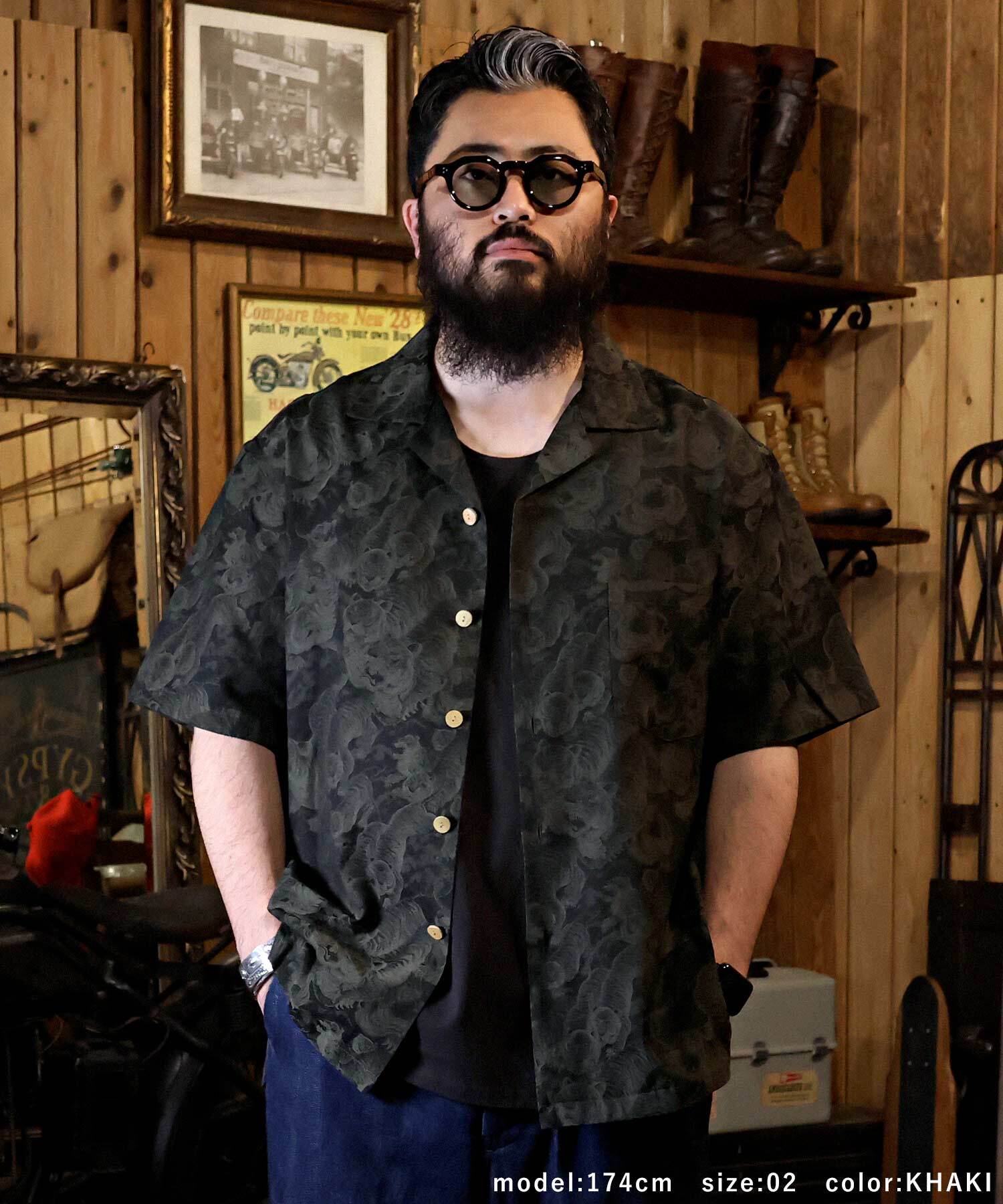 GS2449927A JQ/HUNDRED TIGER SS SHIRTS - OLIVE GREEN