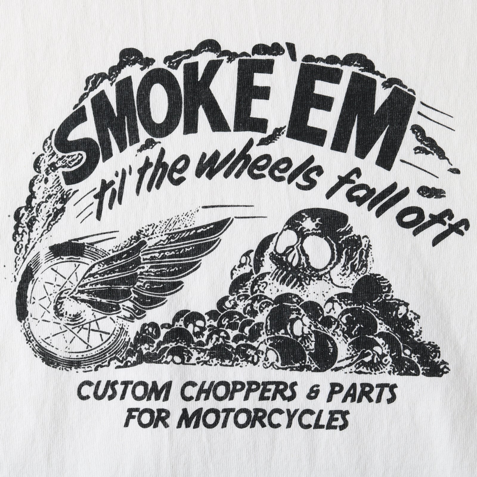 BR-25331 10/- 90's Heavy Weight L/S Print T-shirt SMOKE 'EM - WHITE