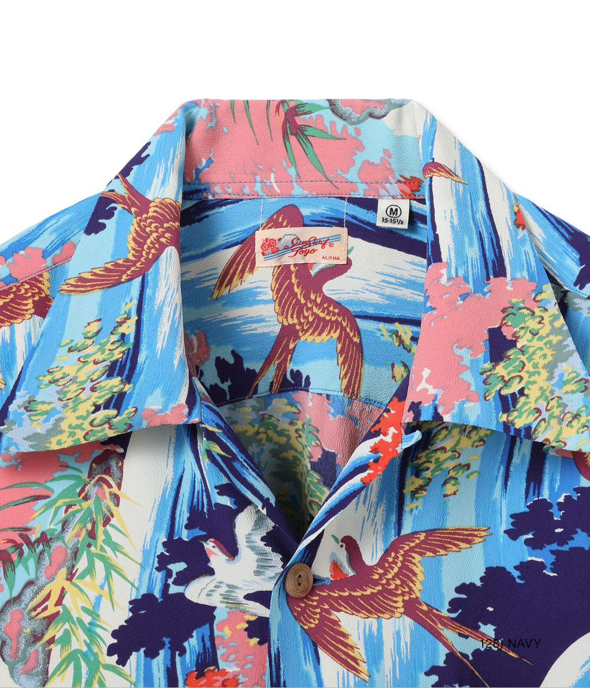 SS39426 RAYON HAWAIIAN SHIRT “SWALLOW WILDLY FLUTTERING” - NAVY