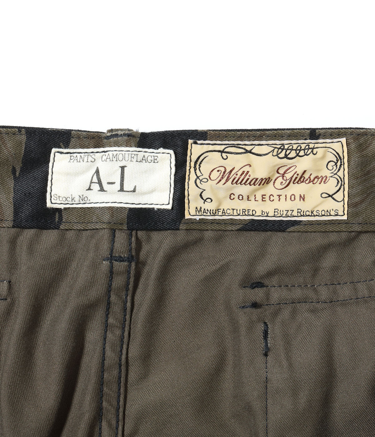 BR42594 WILLIAM GIBSON COLLECTION BLACK TIGER PATTERN TROUSERS OVER DYE - BLACK