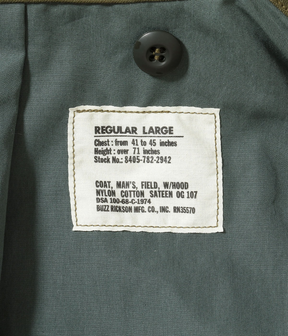 BR15918 Type M-65 “BUZZ RICKSON MFG. CO., INC.” ARMOR IN COMMAND - OLIVE DRAB
