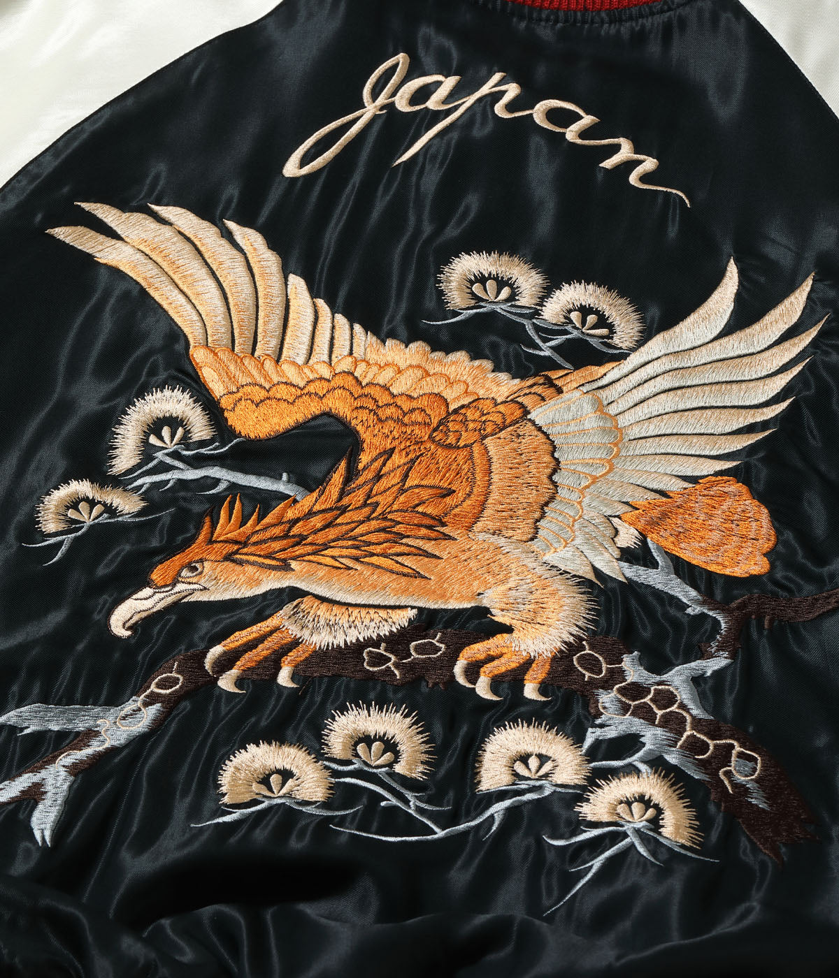 TT15972-119 Early 1950s Style Acetate Souvenir Jacket EAGLE x ROARING TIGER - BLACK/NAVY