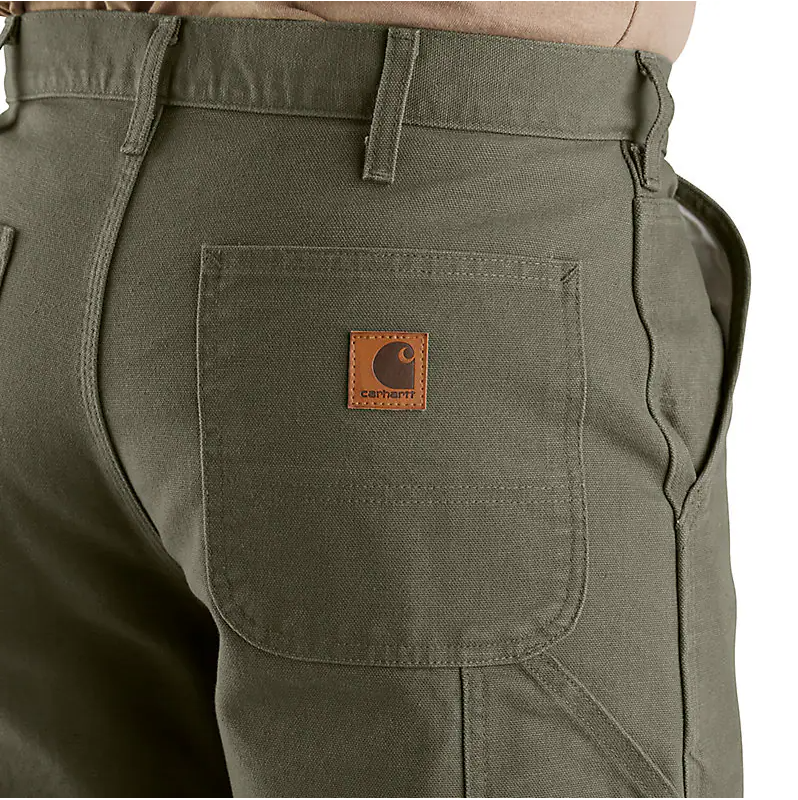 LOOSE STRAIGHT WASHED DUCK DUNGAREE WORK PANTS - MOSS
