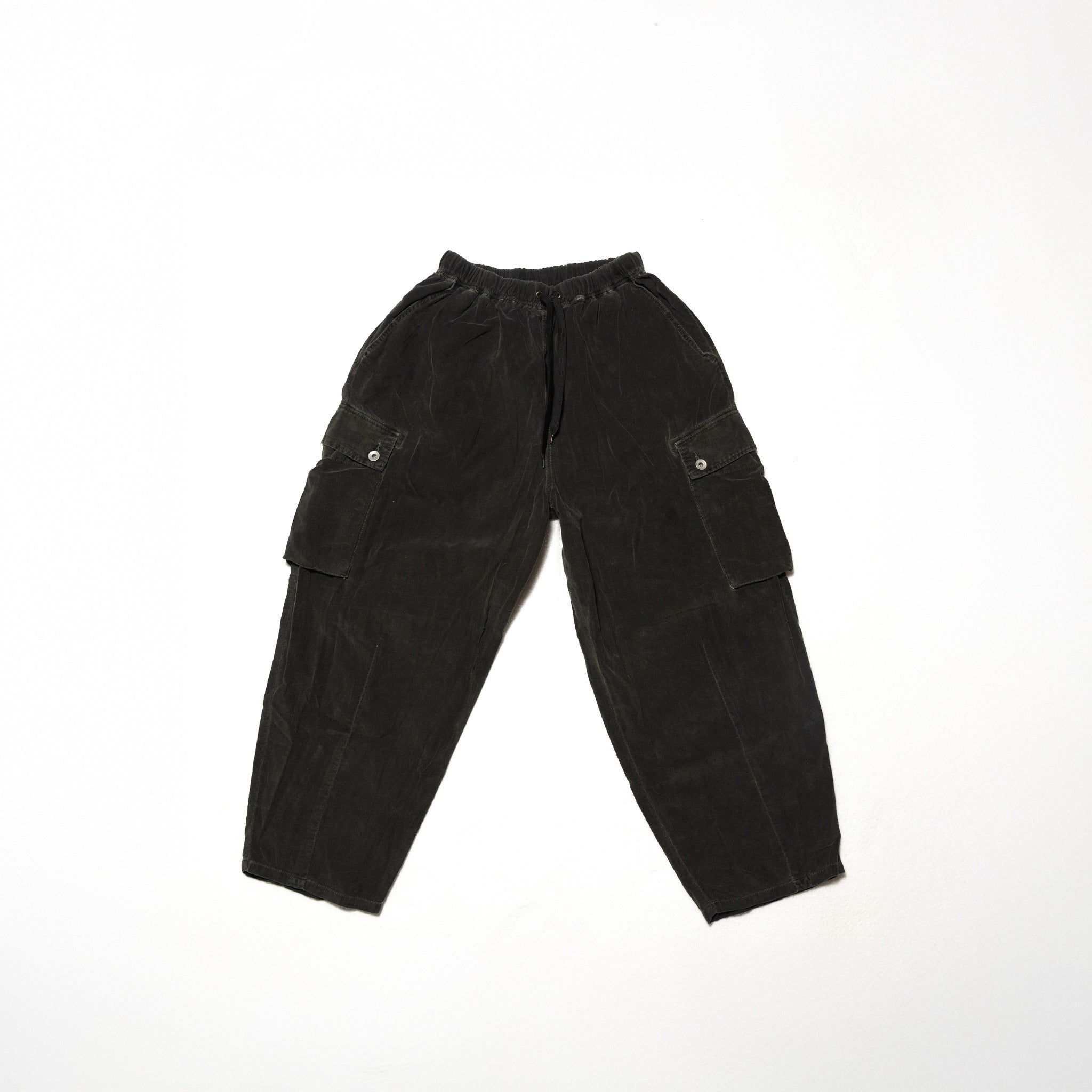 LIGHT CORDUROY BALOON MONKEY PANTS - BLACK