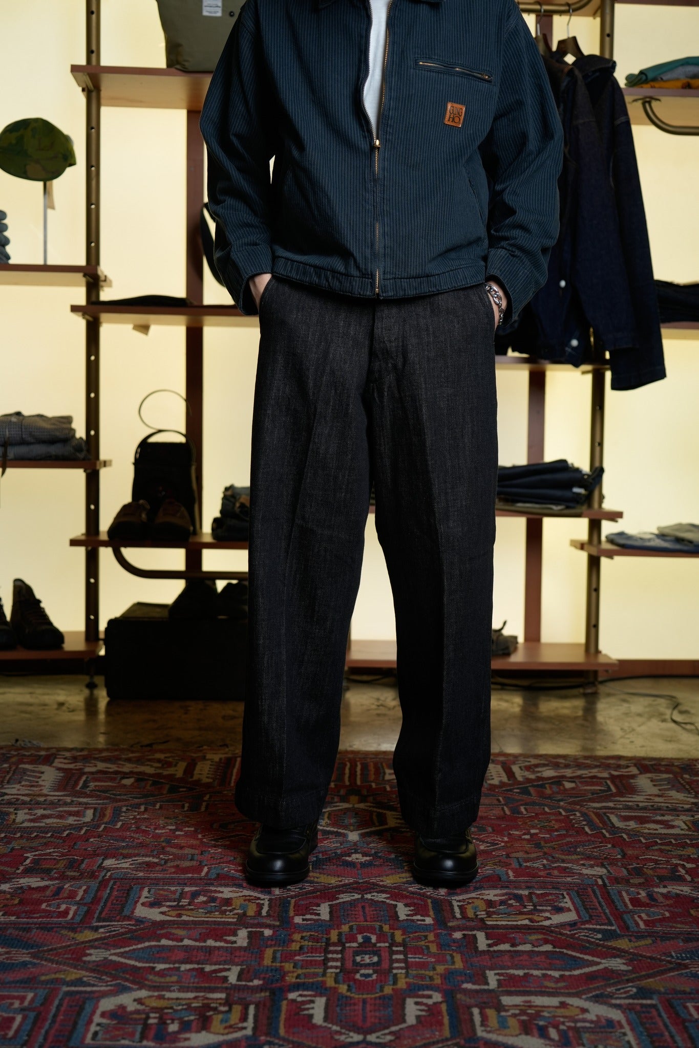 DENIM SLACKS - BLACK DENIM