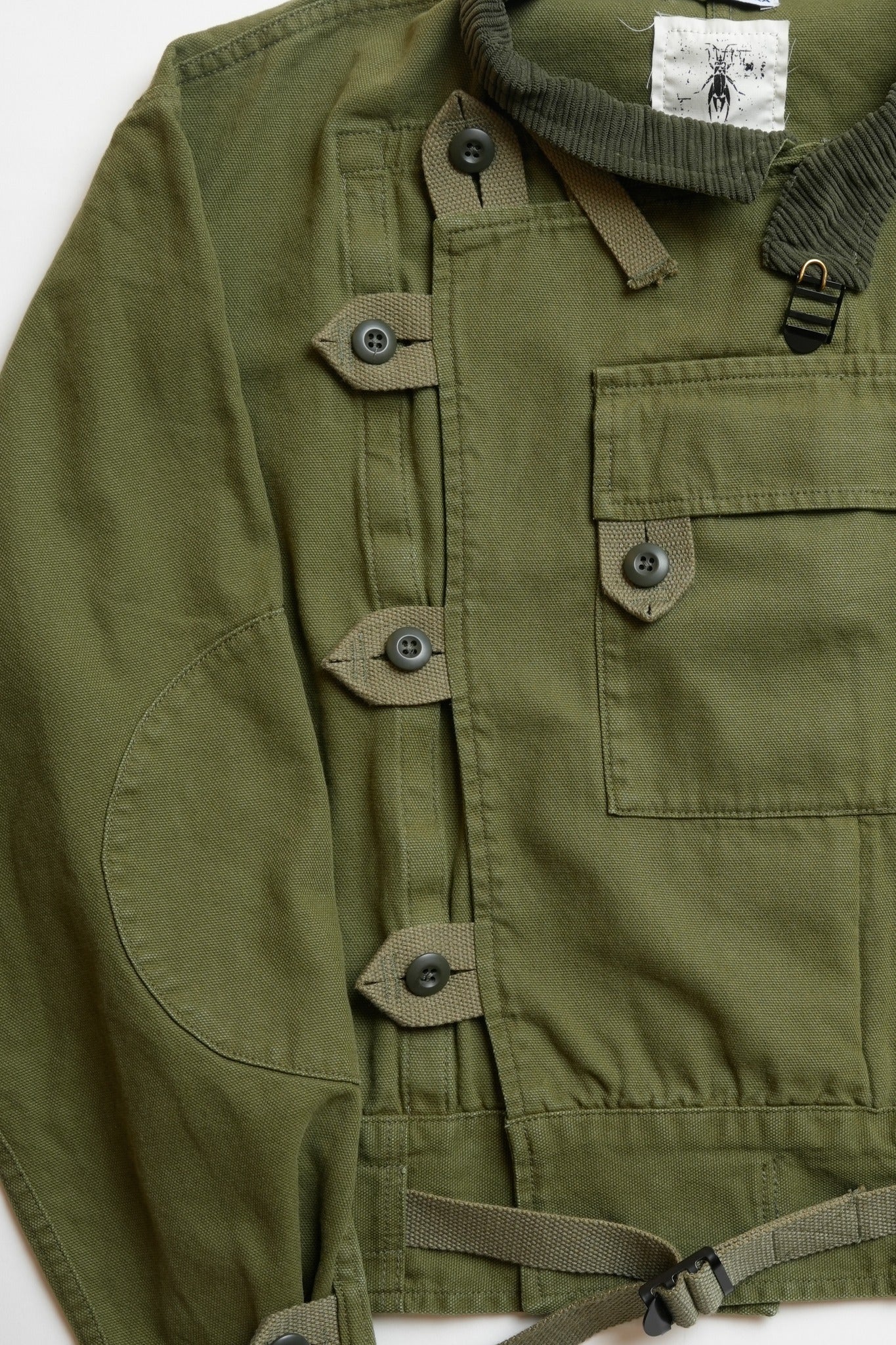 COTTON LIGHT CANVAS SWEDISH VINTAGE MOTORCYCLE JACKET - GREEN