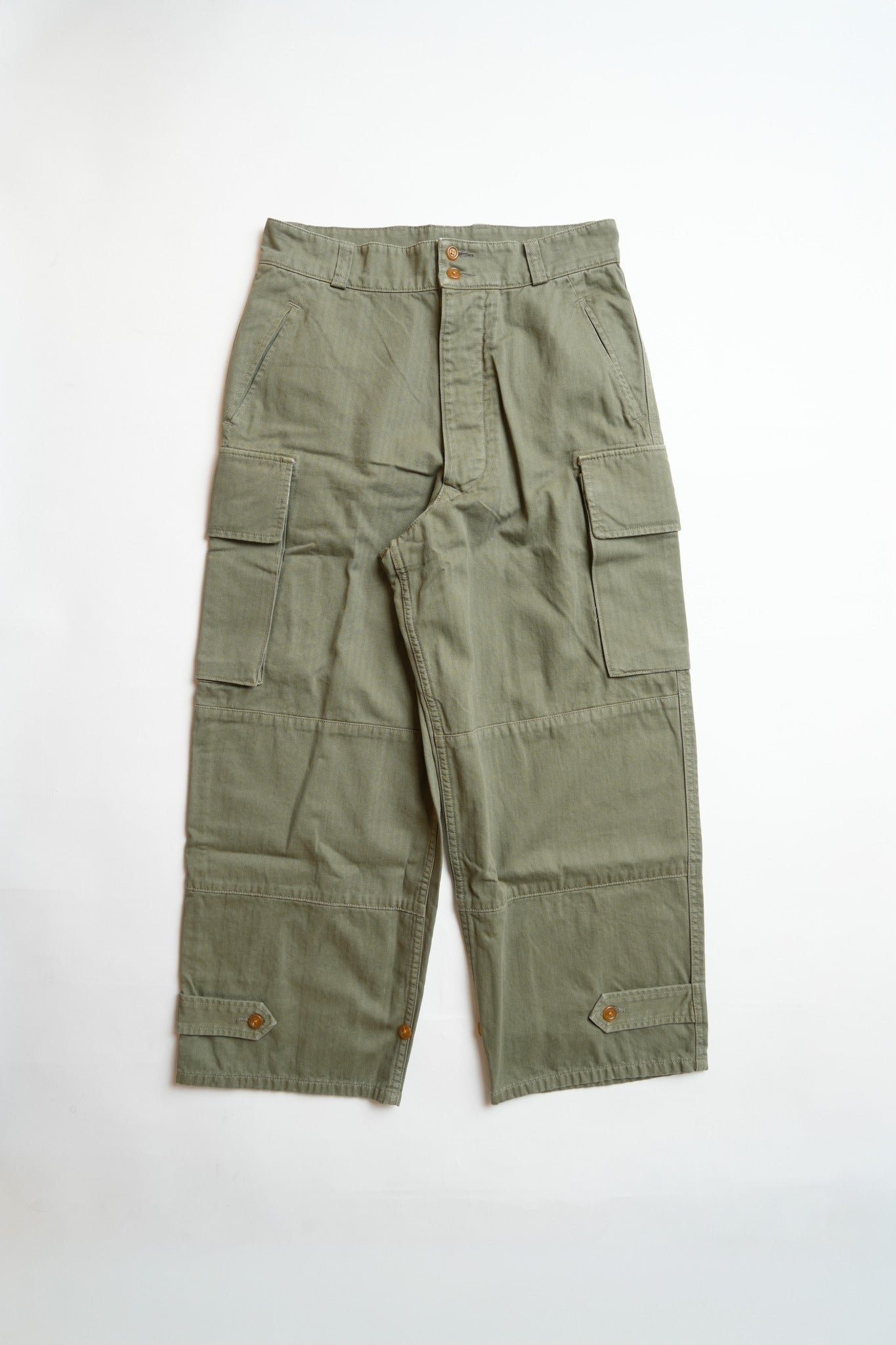 COTTON HBT FRENCH M-47 STYLE PANTS - GREEN