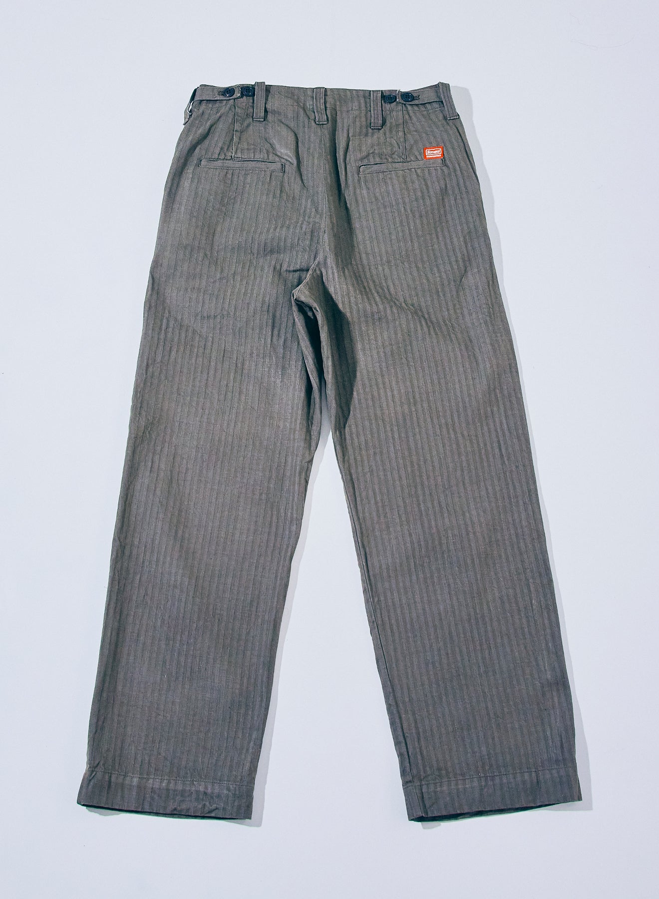 SWC600C-HBII 13oz Herringbone Wide Trousers - OLIVE