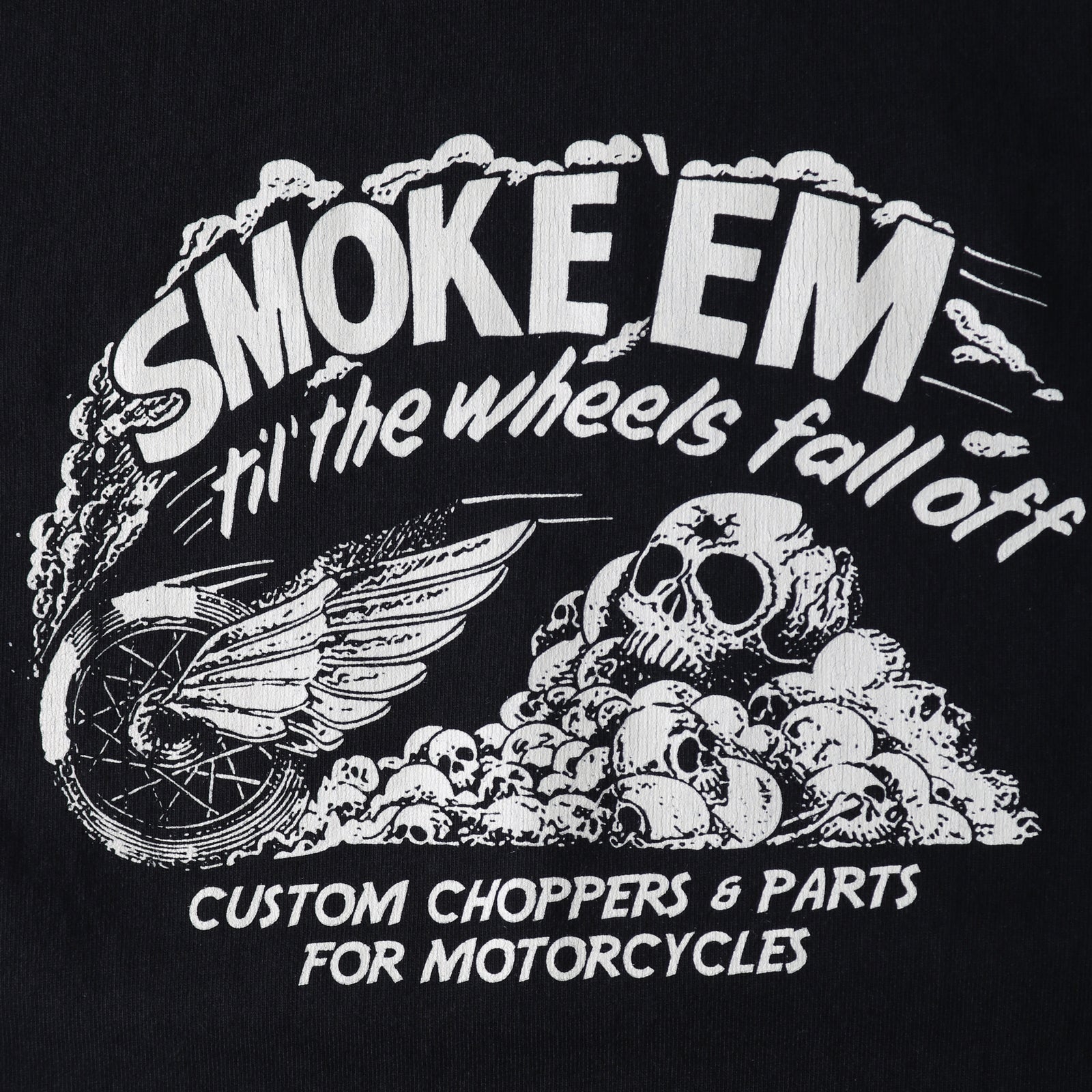BR-25331 10/- 90's Heavy Weight L/S Print T-shirt SMOKE 'EM - BLACK