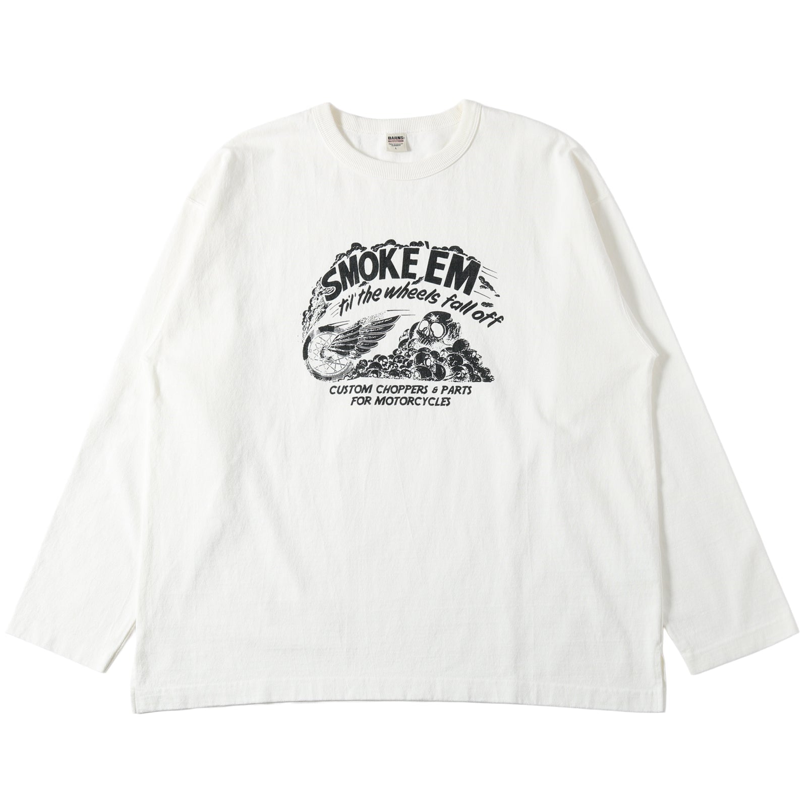 BR-25331 10/- 90's Heavy Weight L/S Print T-shirt SMOKE 'EM - WHITE