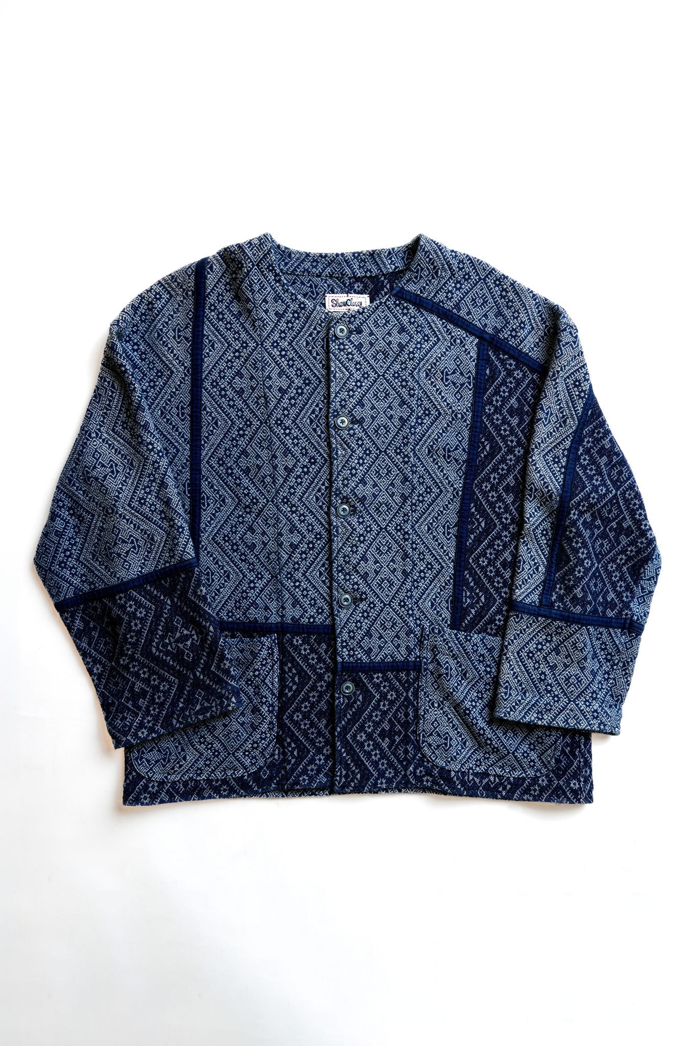 Brocade patchwork jacket - INDIGO