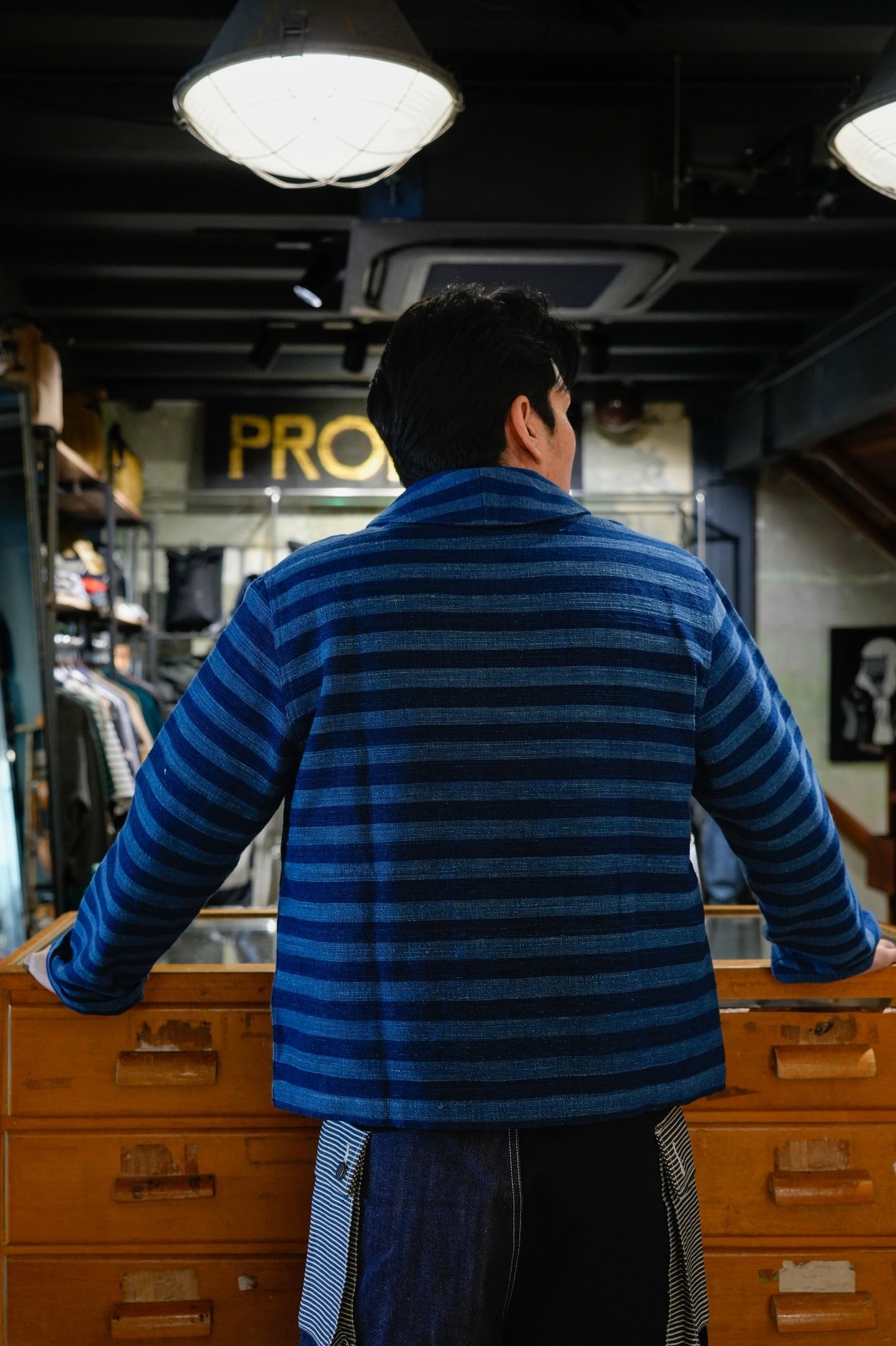 SHAWL COLLAR JACKET - HANDLOOM STRIPE