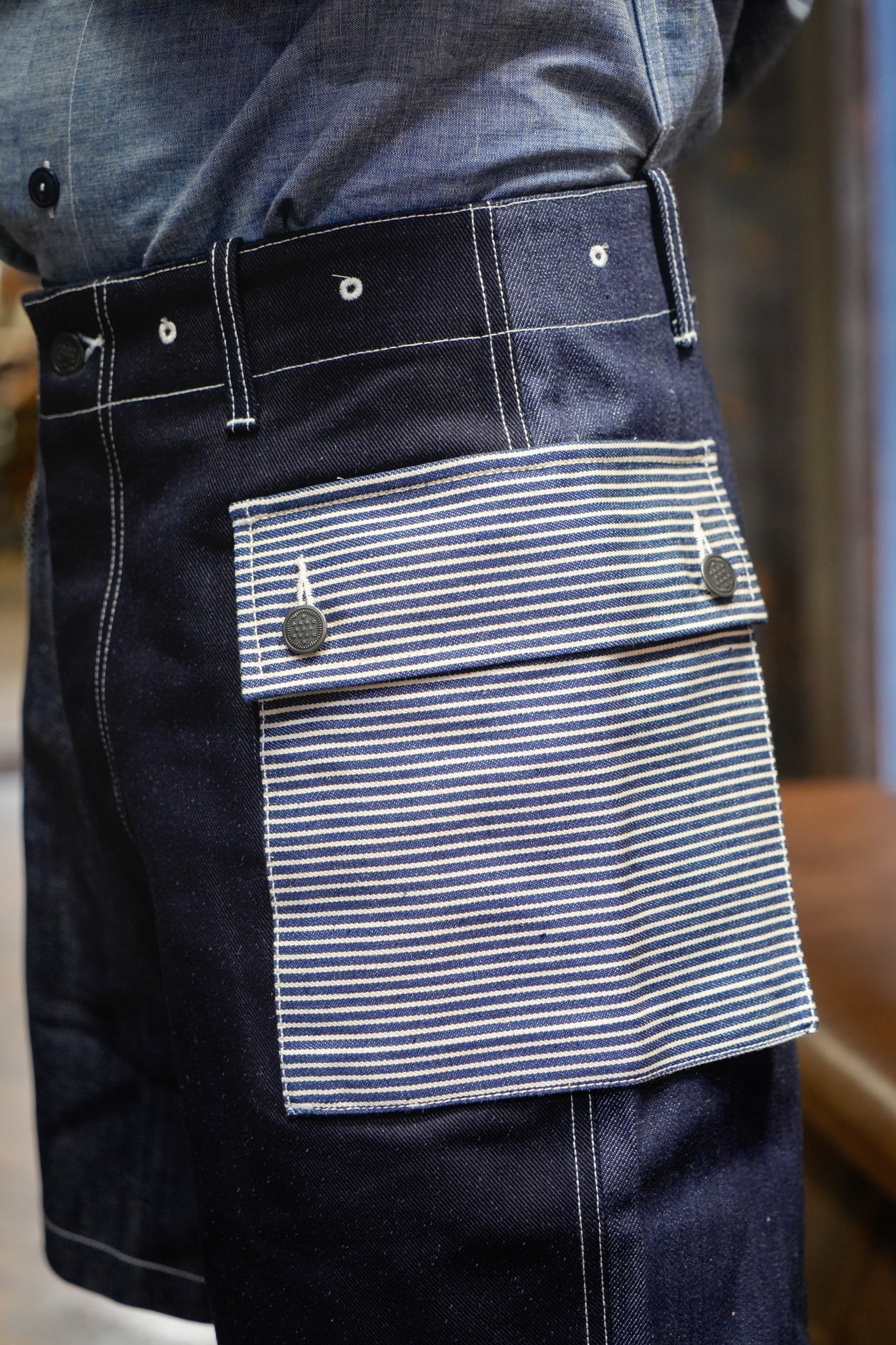 MASH UP P-43 SHORTS - MULTI INDIGO