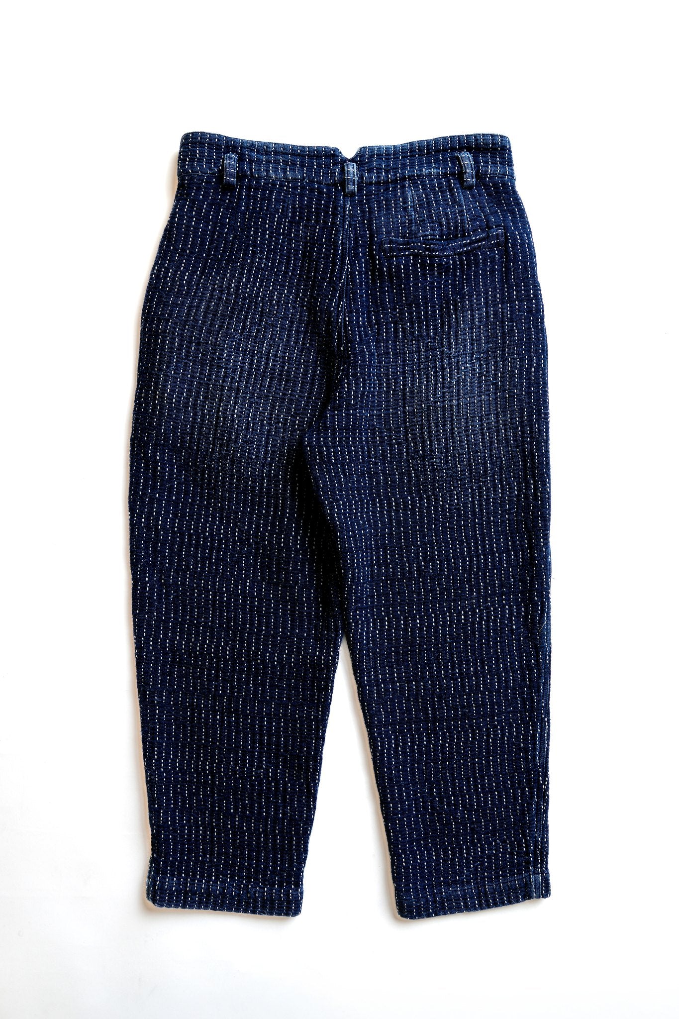 Heavy sashiko white line tapered pants - INDIGO