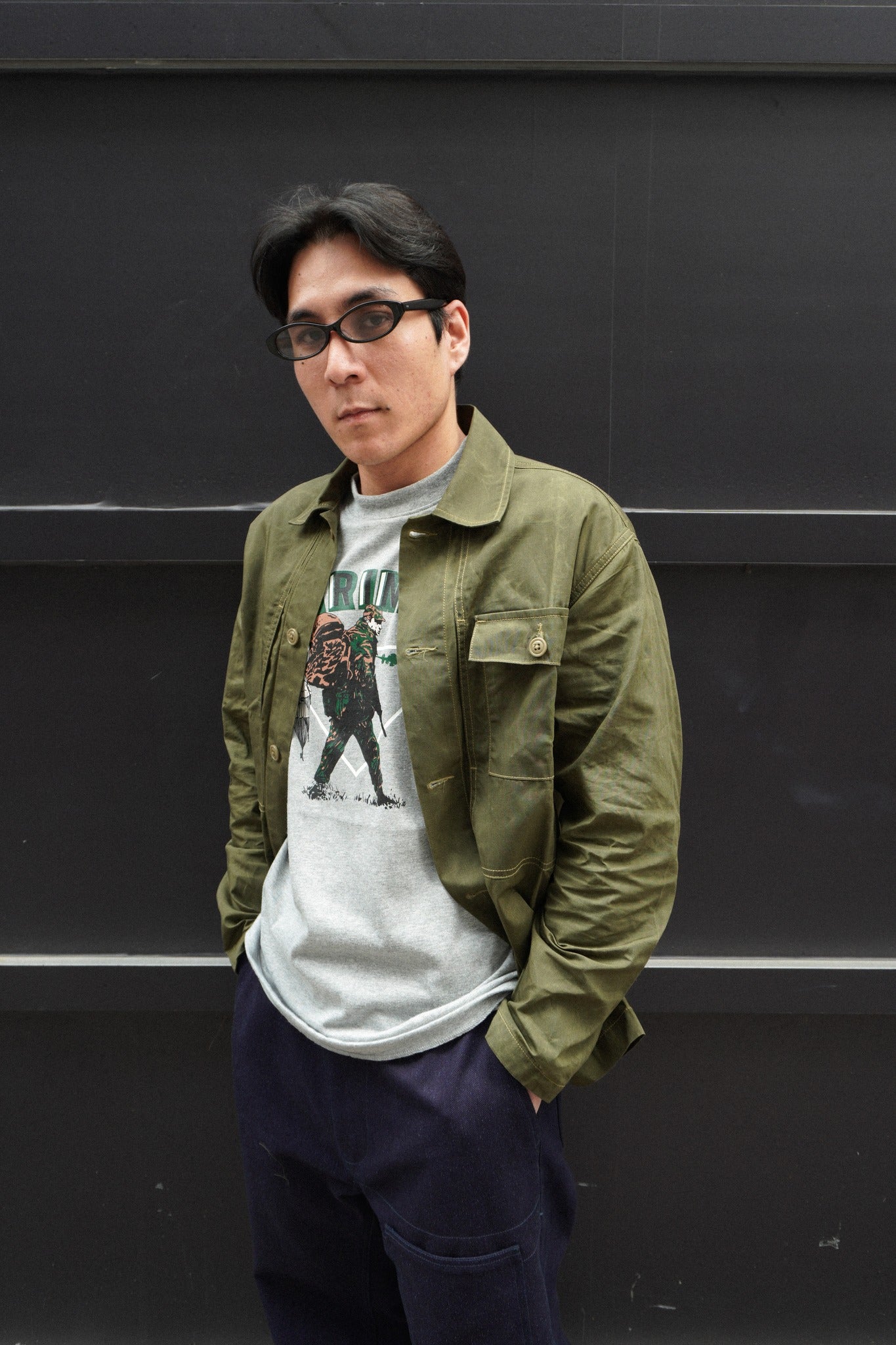 P44 Utility Shirt - Olive Tin cloth