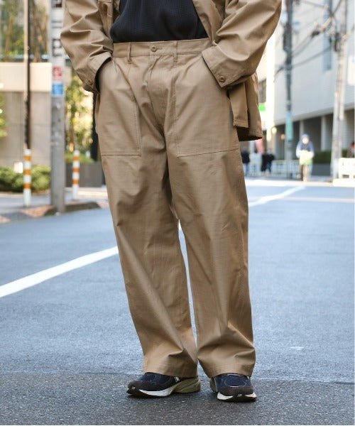 4POCKETS FATIGUE WIDE TROUSER - BEIGE