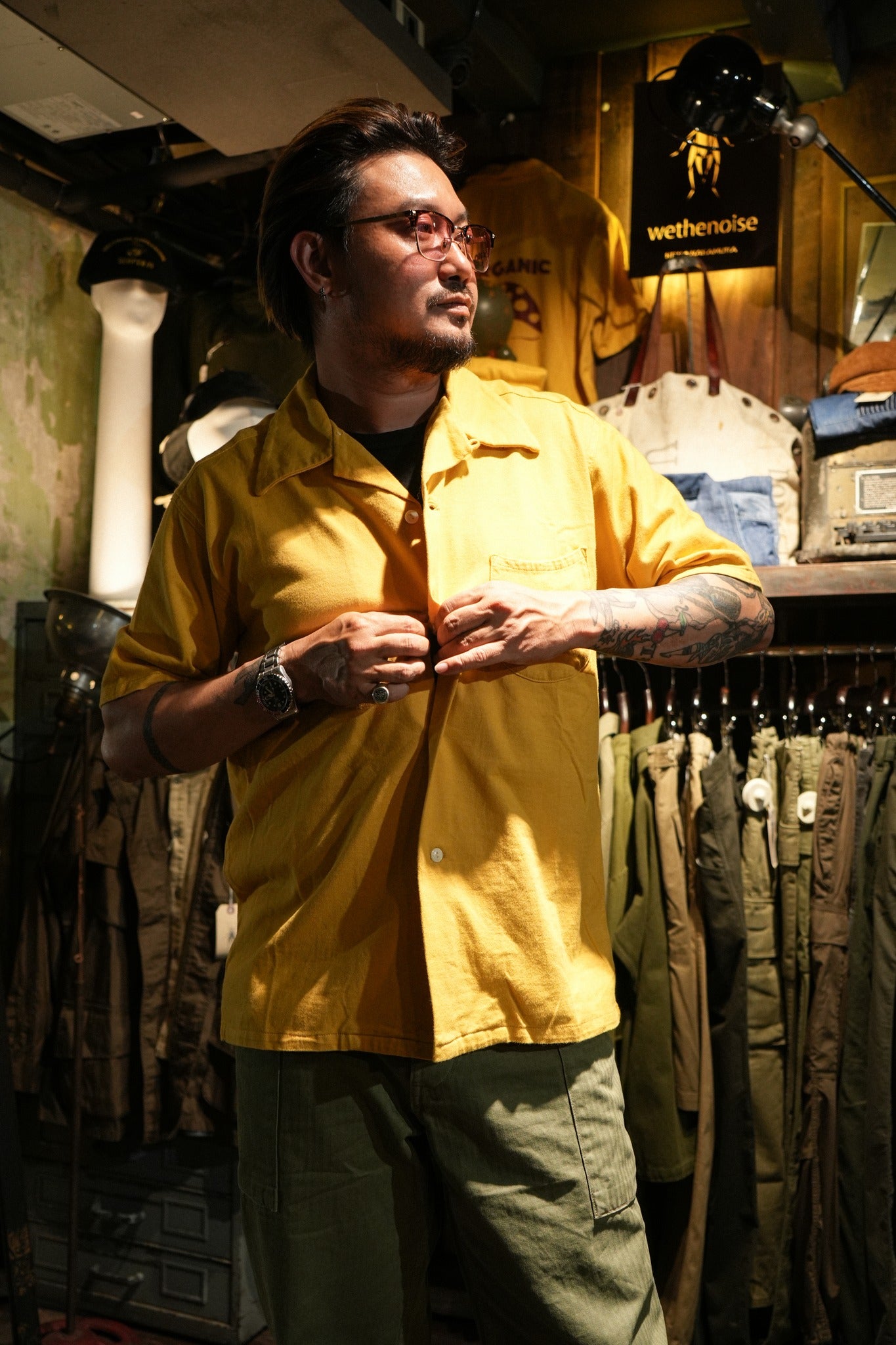 COTTON JURSEY MUSHROOM PRINT OPENVSHIRT - YELLOW