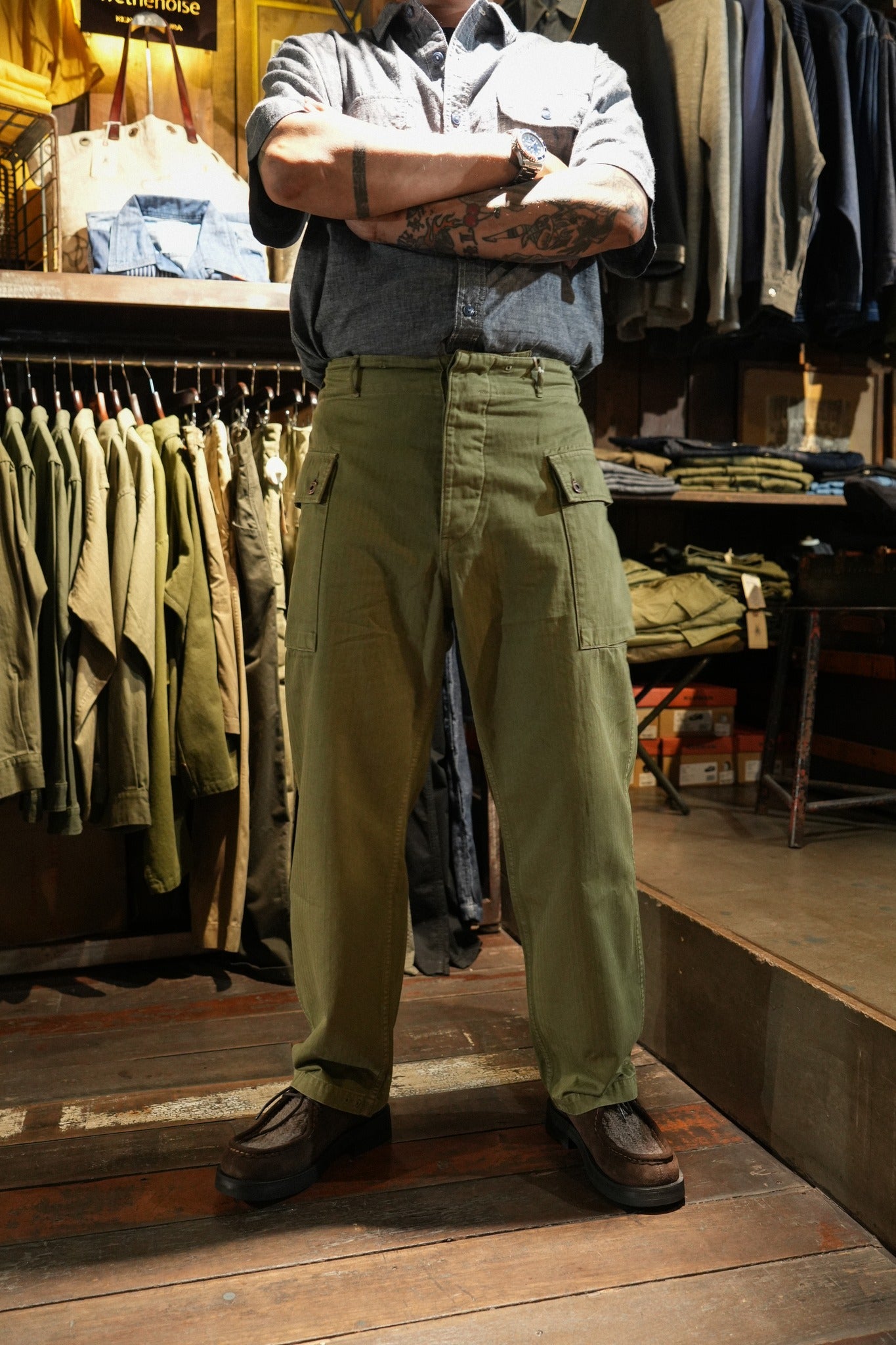 COTTON HBT P-44 MONKEY PANTS TYPE2 - GREEN