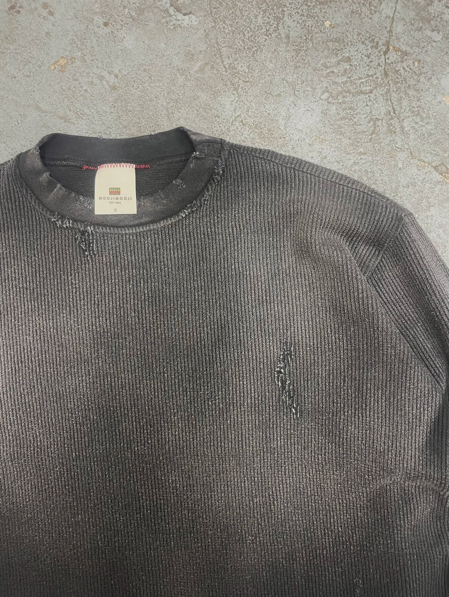 OVERSIZED CROP WAFFLE KNIT - AGED BLACK