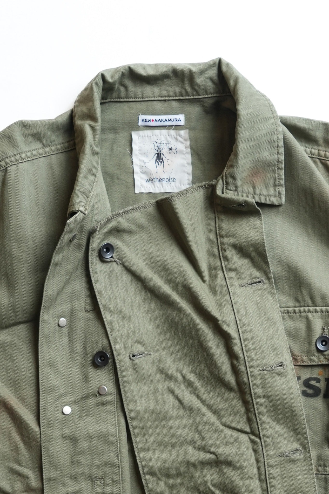 COTTON HBT P-44 USMC JACKET WITH VINTAGE PROCESSING - GREEN