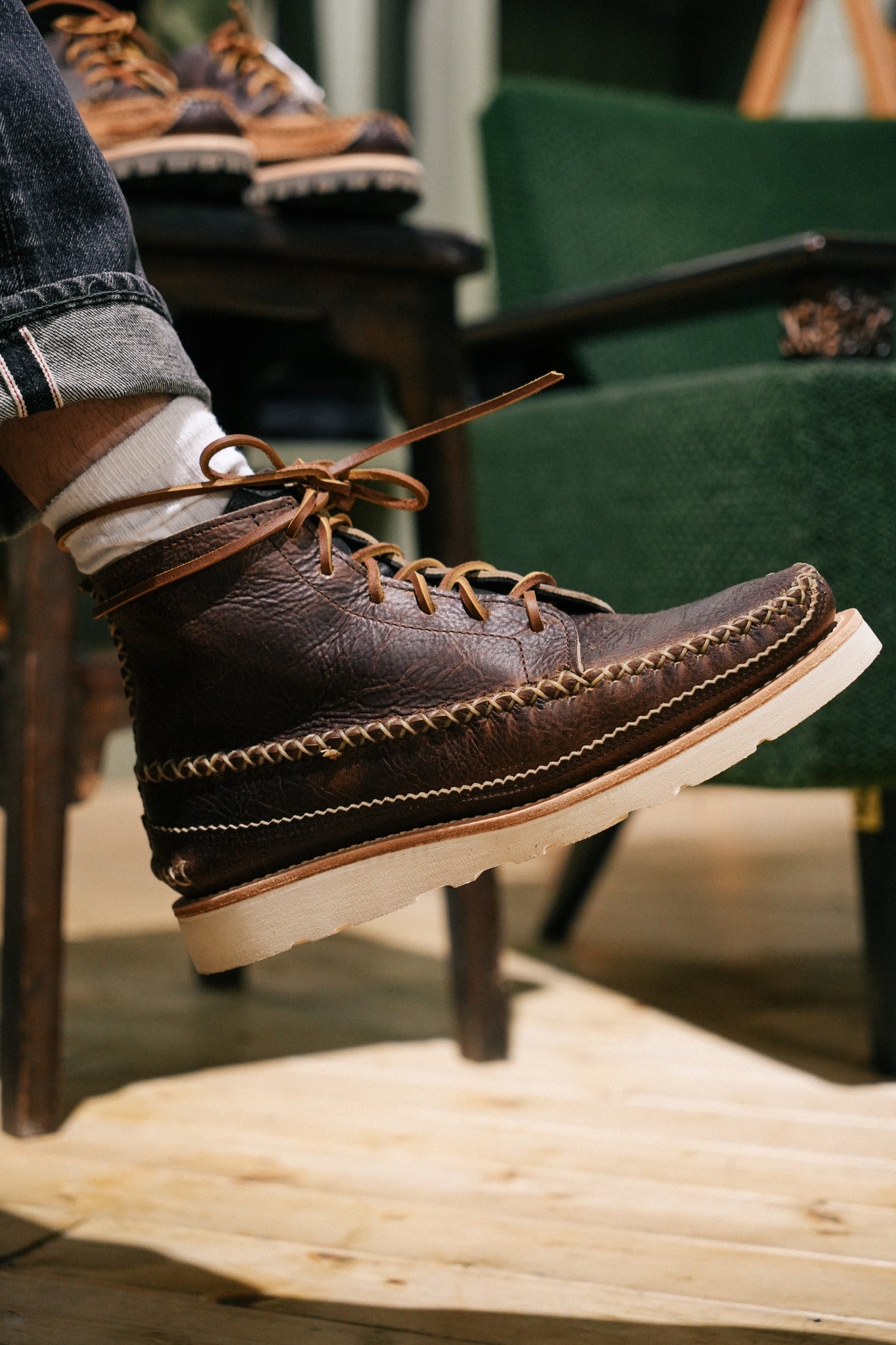 All Handsewn Maine Guide 6 Eye DB Boots - CH Brown