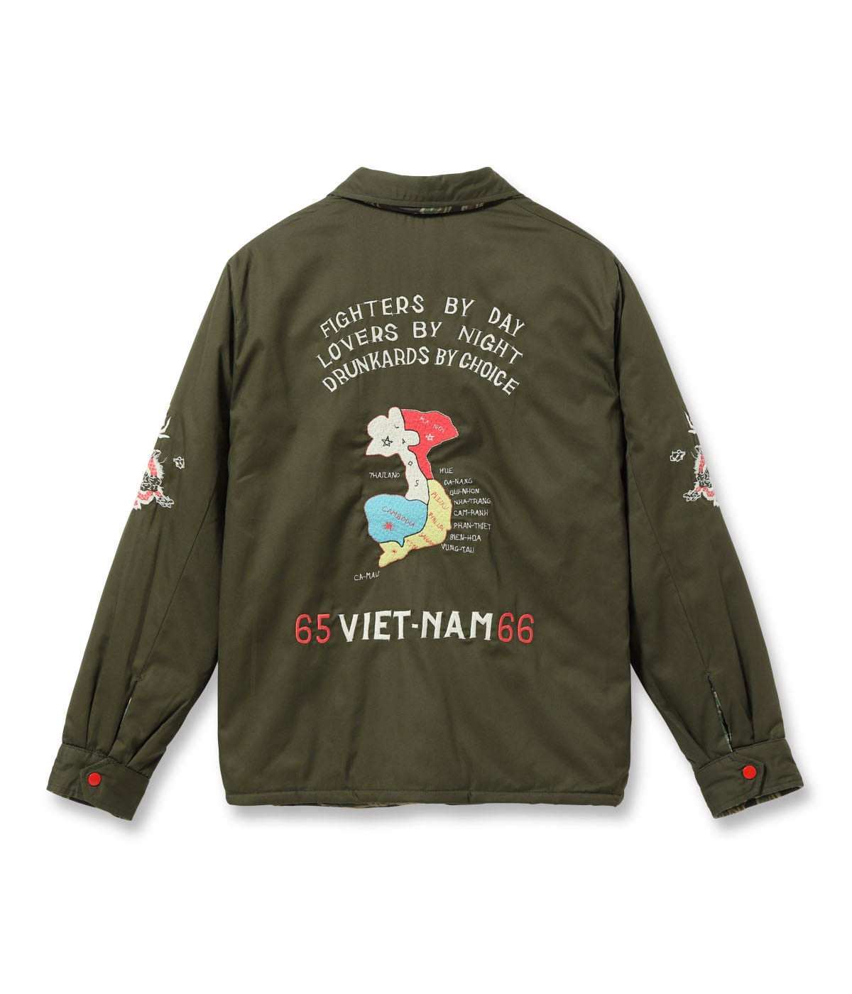 TT15800 Mid 1960s Style Reversible Vietnam Jacket “VIET-NAM MAP” × “LANDSCAPE” - GREEN