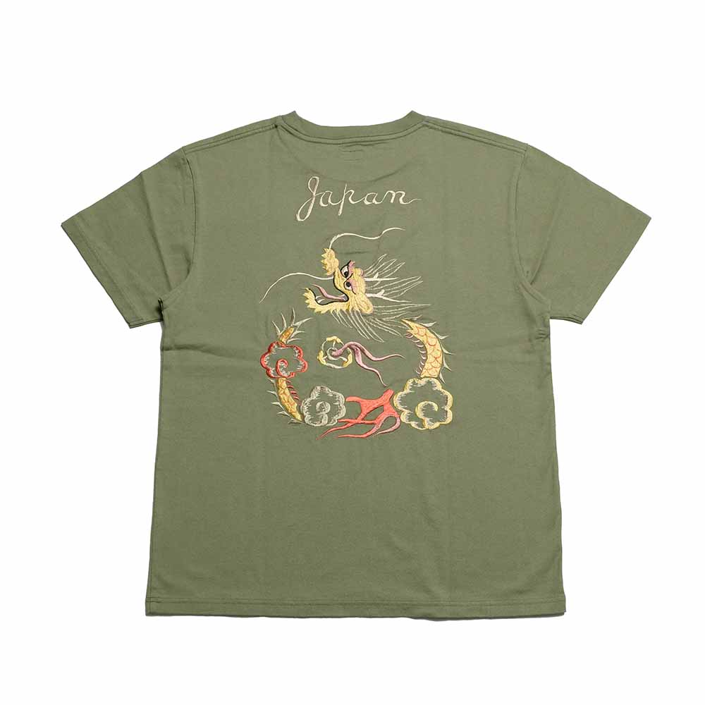 TT79744 SUKA T-SHIRT EMBROIDERED DRAGON - SAGE