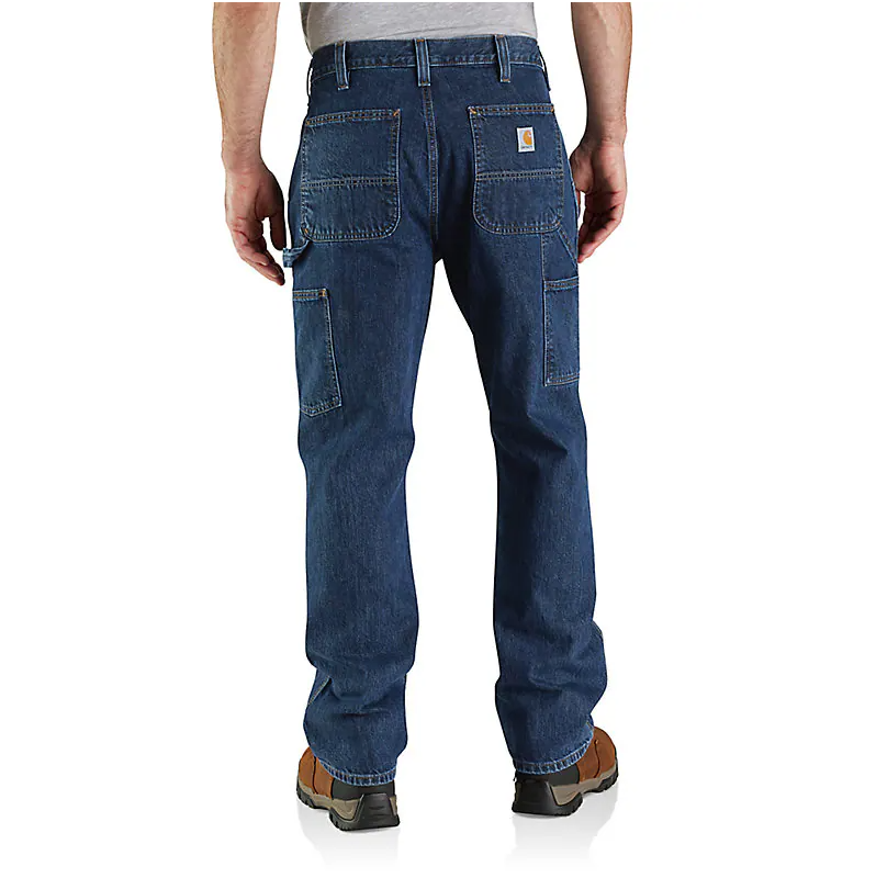 LOOSE STRAIGHT DOUBLE-FRONT DENIM DUNGAREE PANTS - CANAL