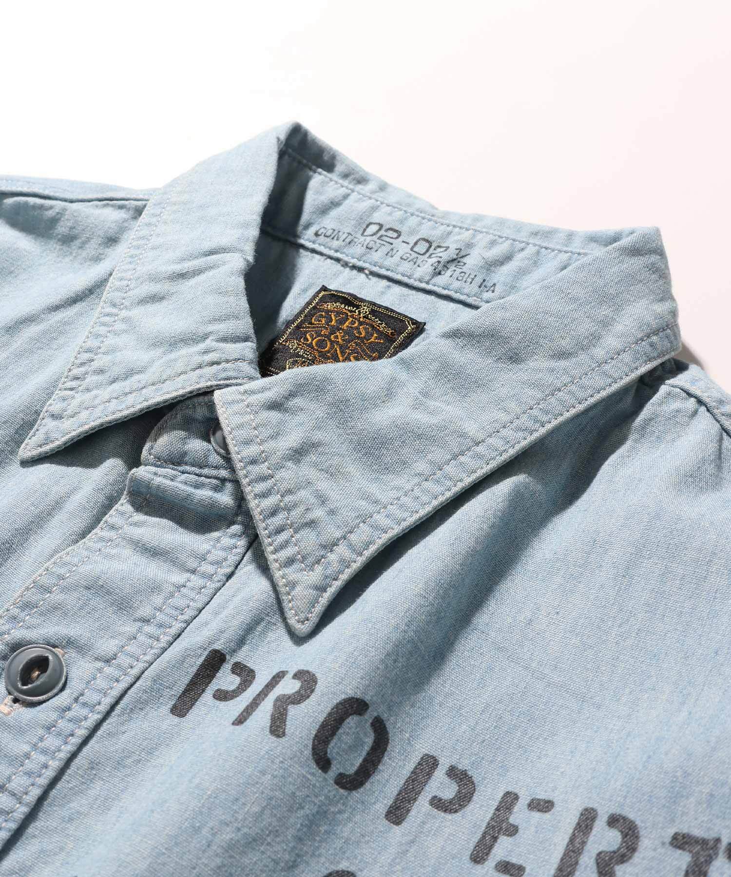 GS2529920A 5OZ CHAMBRAY WORK L/S(USED) - BLUE2