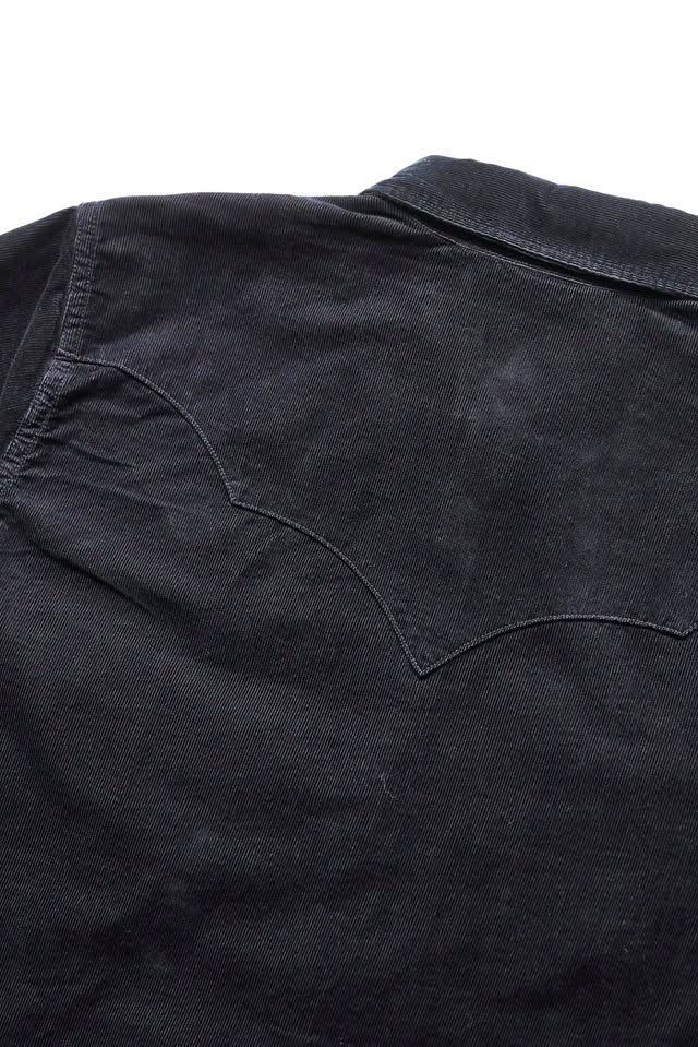 2236-IDBK Indigo Corduroy Curved Pocket Shirt - INDIGO X BLACK