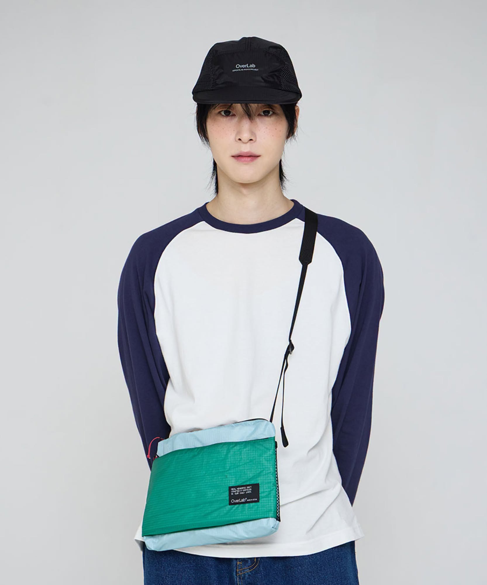 OVPR-132-Utility sacoche bag - GREEN/LIGHT BLUE