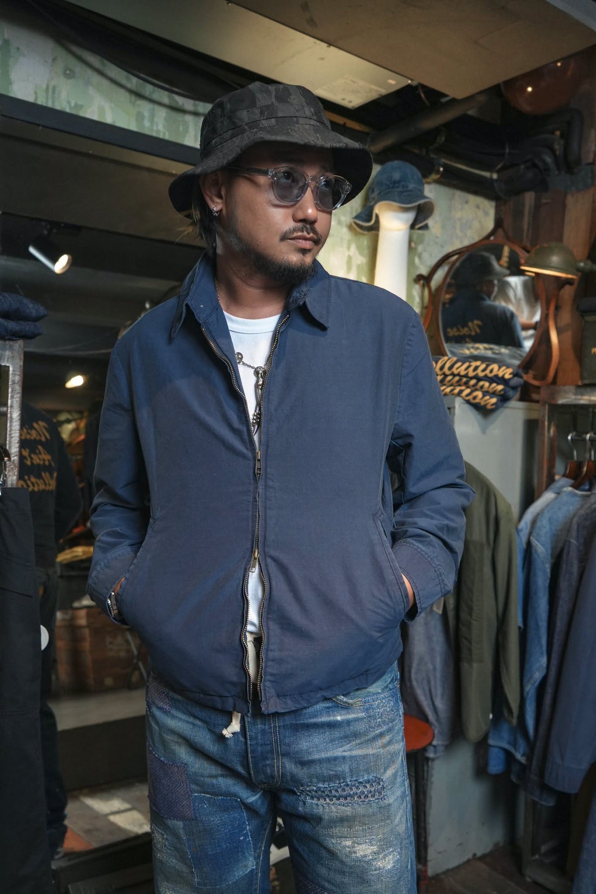 NYLON US NAVY PATTRIOT WINDBREAKER - INDIGO