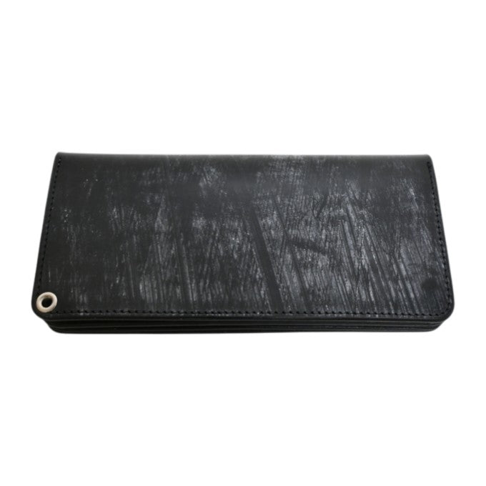 7584 LEATHER TRACKER WALLET LONG WALLET GENUINE LEATHER COWHIDE - BLACK