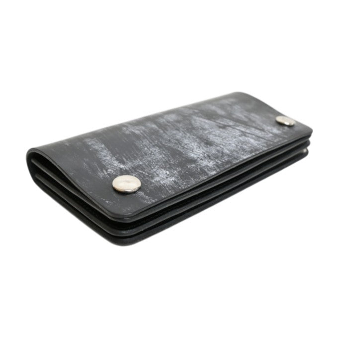 7584 LEATHER TRACKER WALLET LONG WALLET GENUINE LEATHER COWHIDE - BLACK