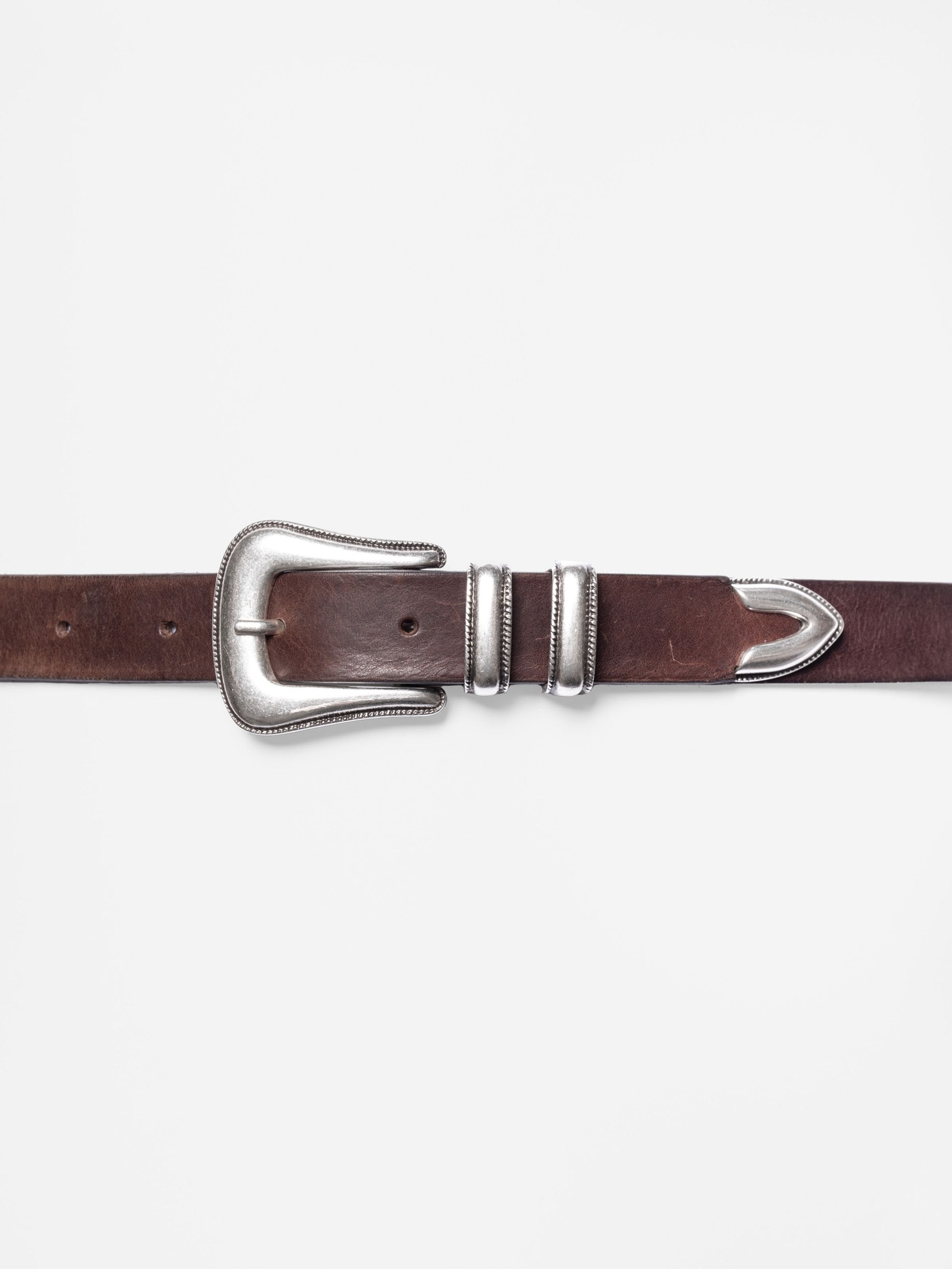 WESTERN SILVER BELT - DARK BROWN