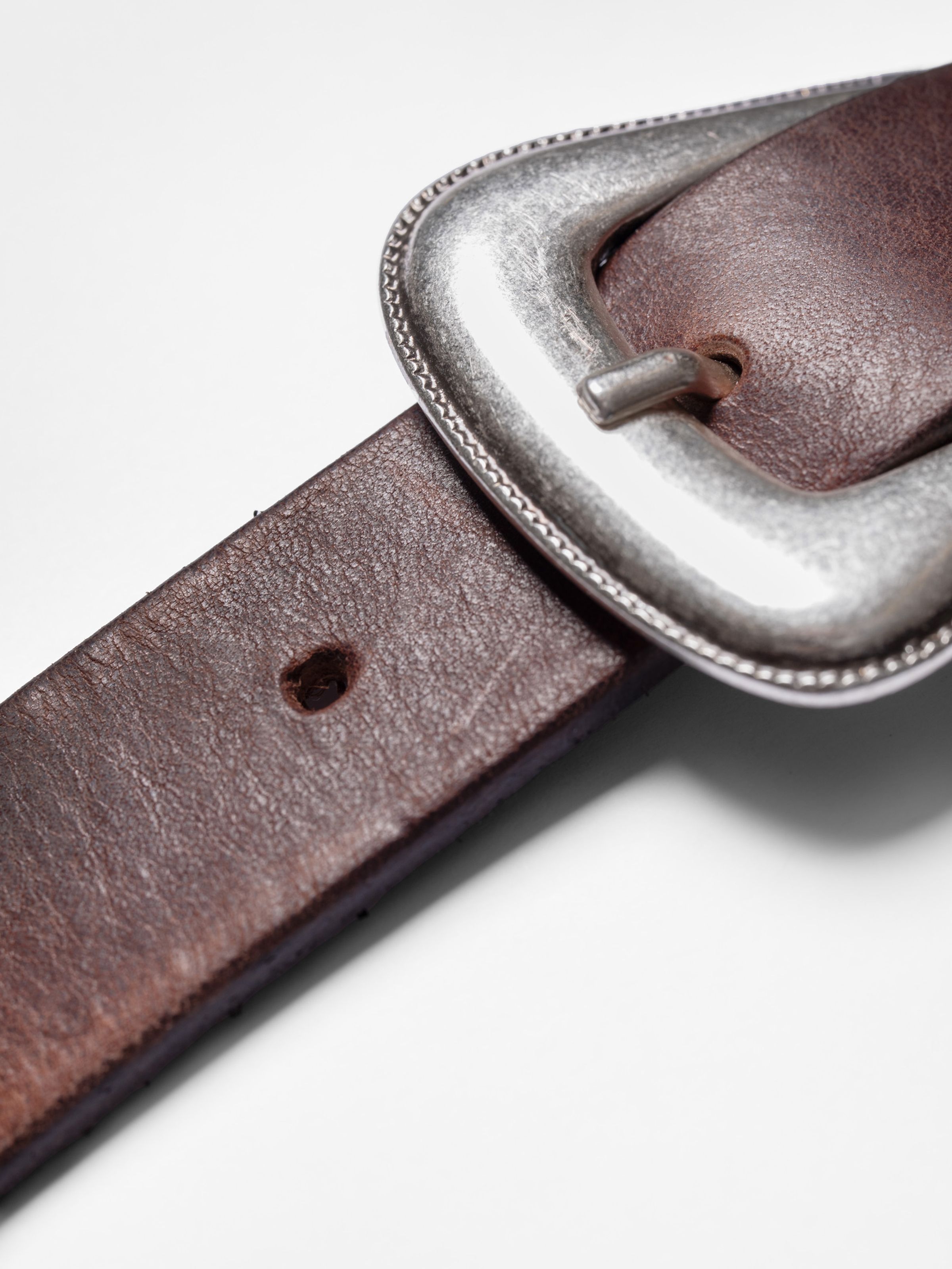 WESTERN SILVER BELT - DARK BROWN
