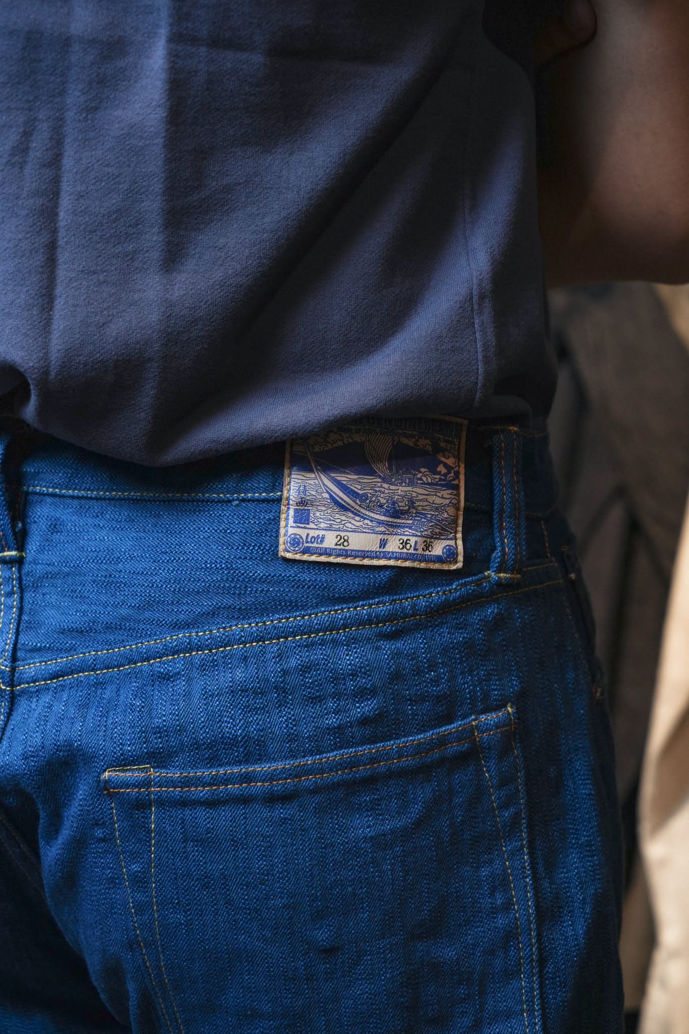 S3000XX15oz-SH Seigaiha Wide Straight model - INDIGO