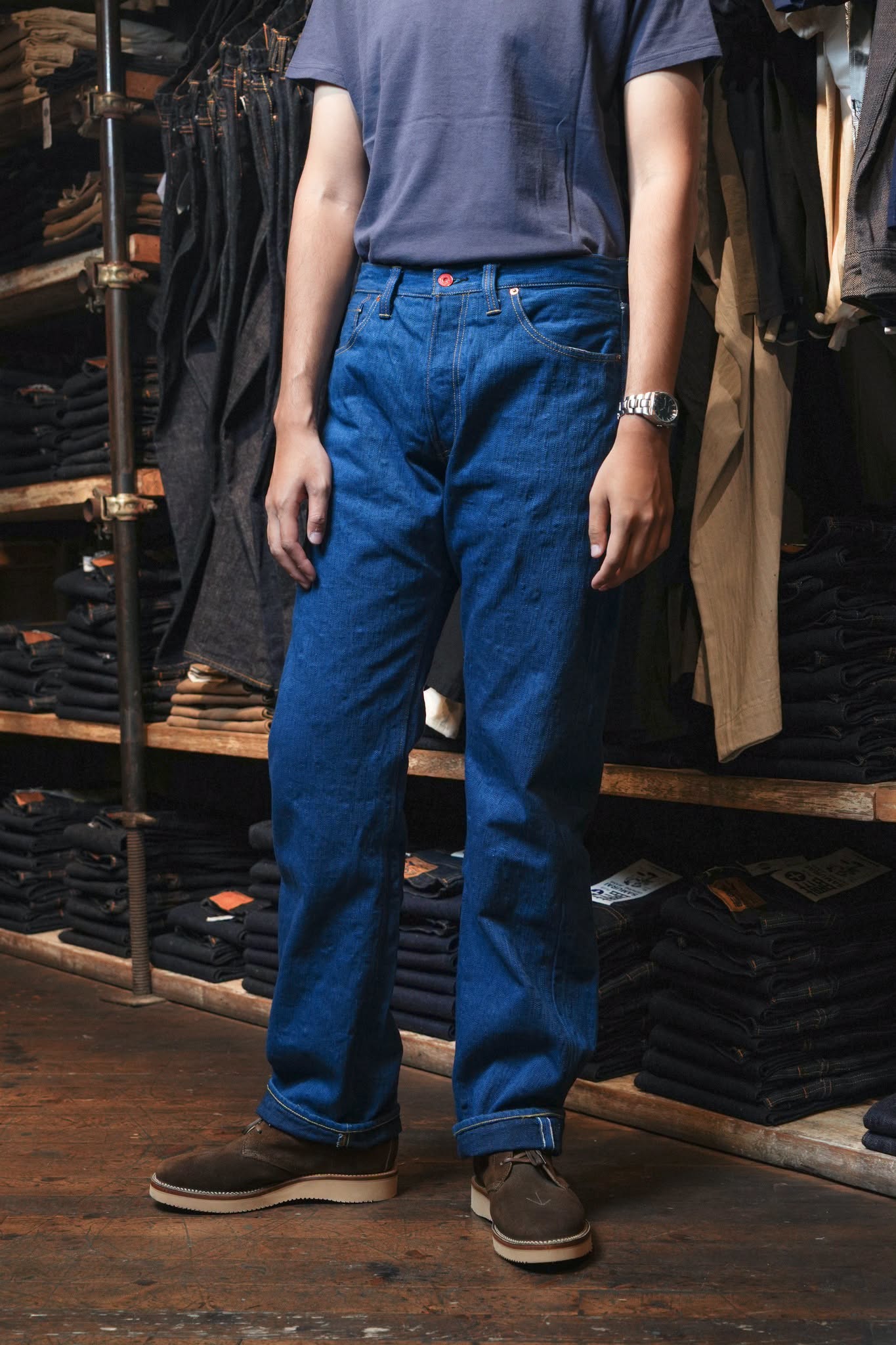 S3000XX15oz-SH Seigaiha Wide Straight model - INDIGO
