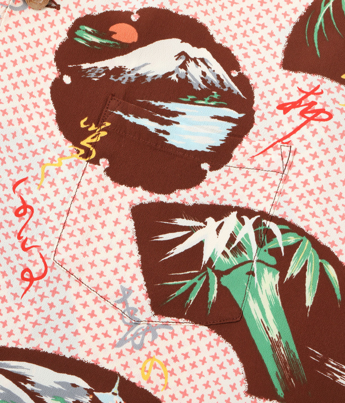 SS39418 RAYON HAWAIIAN SHIRT “JAPANESE TRADITION” - BROWN
