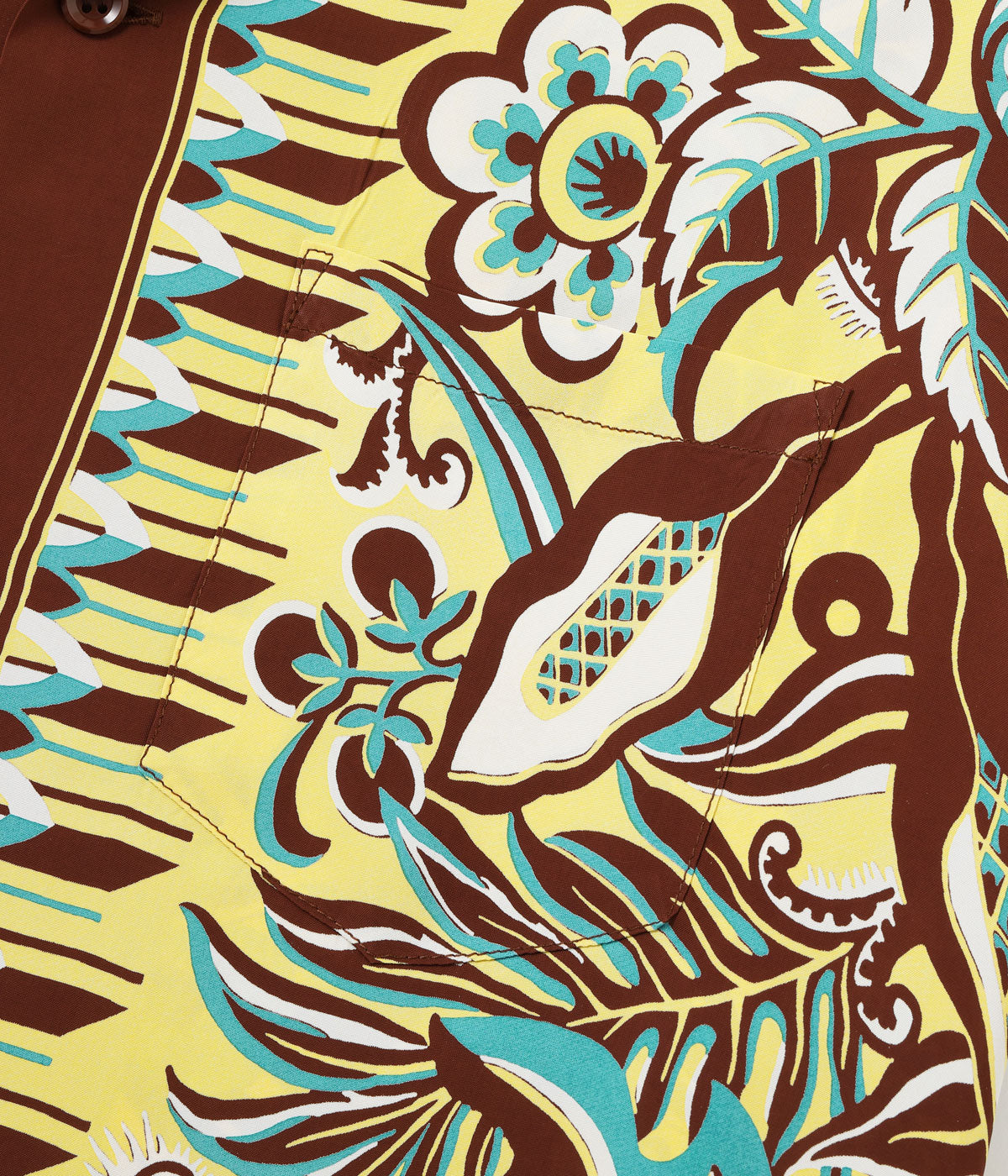 SS39430 RAYON HAWAIIAN SHIRT “FLOWER FIELD BORDER” - BROWN