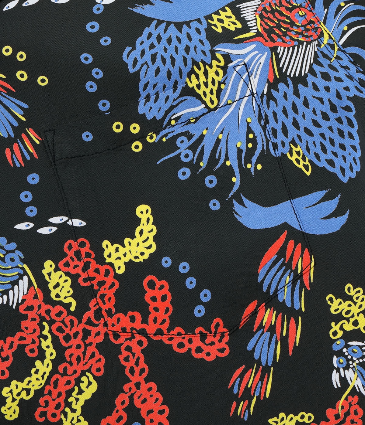 SS39626 RAYON HAWAIIAN SHIRT “TROPICAL FISH” - BLACK