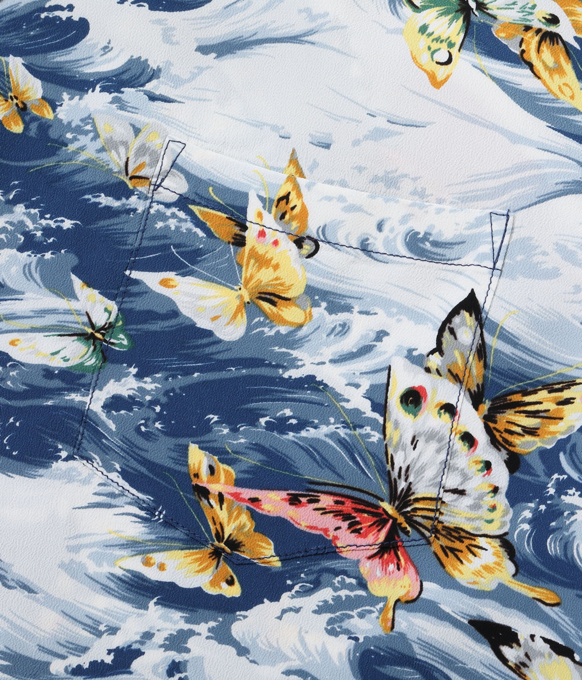 SS39627 RAYON HAWAIIAN SHIRT BUTTERFLY SPLASH - NAVY