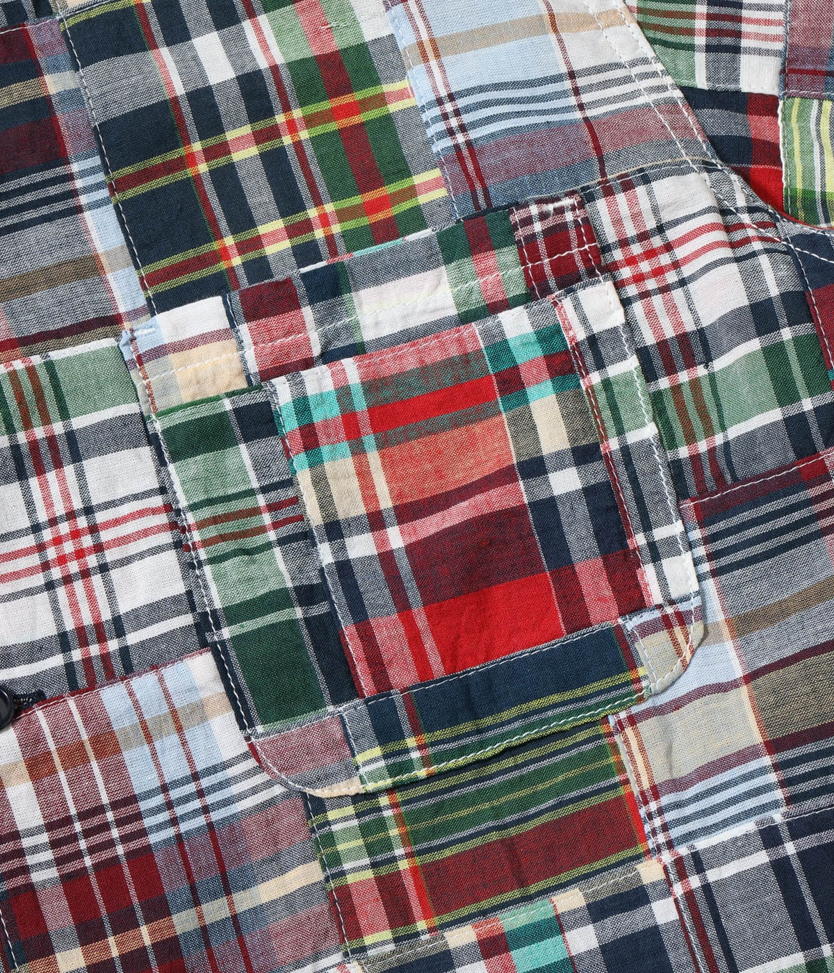 SC39739 MADRAS CHECK PATCHWORK OPEN SHIRT - RED