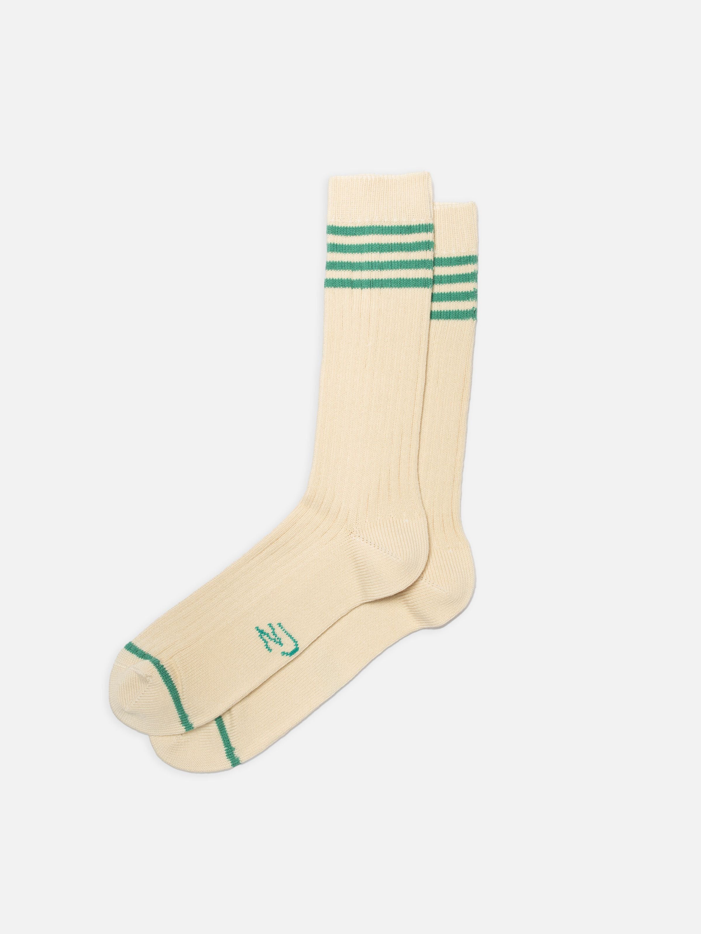 Men Tennis Socks Stripe - Offwhite/Turquoise