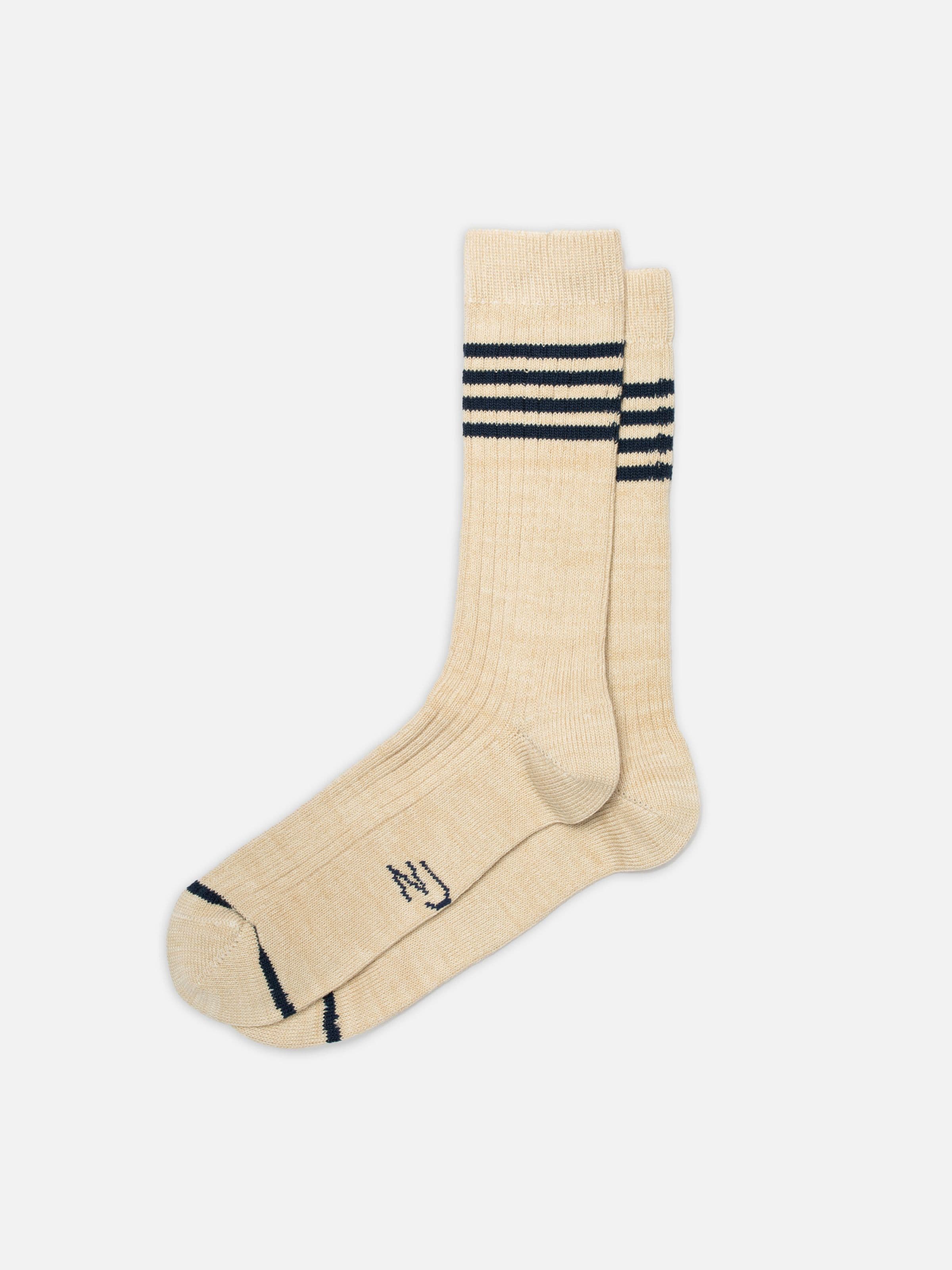 Men Tennis Socks Stripe - Blue/Beige