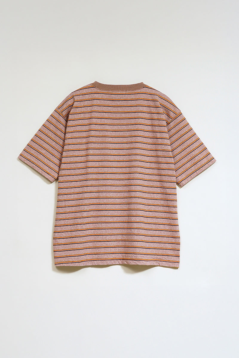 7.8oz BORDER HALF SLEEVE T-SHIRT - LIGHT BROWN