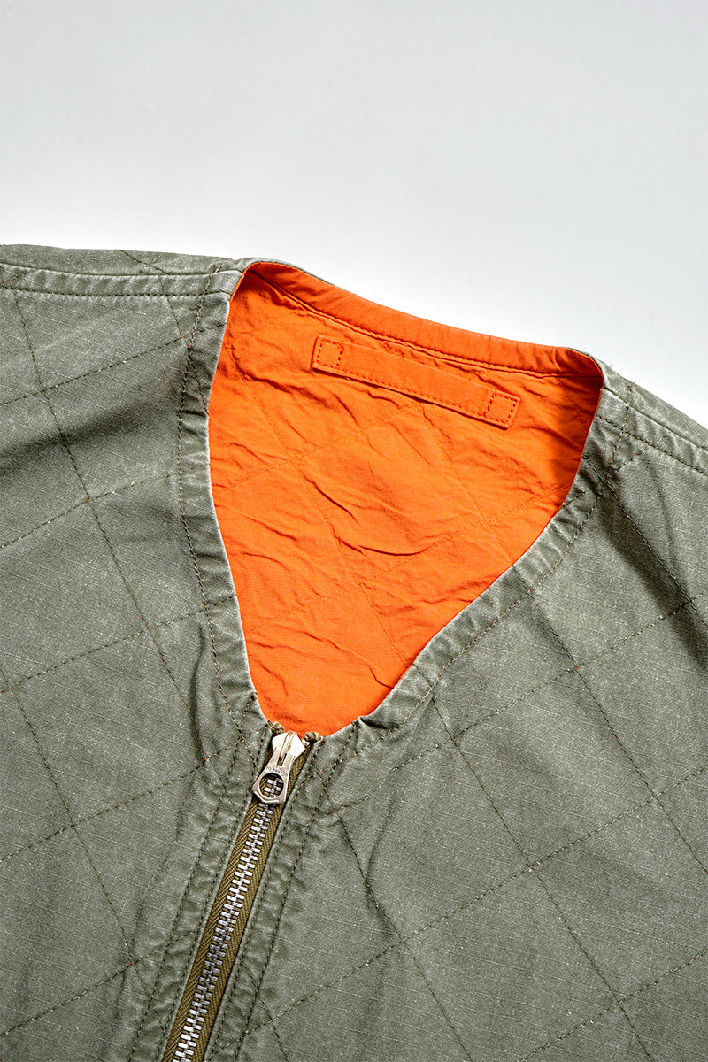 QUILTING DECK VEST RIPSTOP REVERSIBLE - GREEN